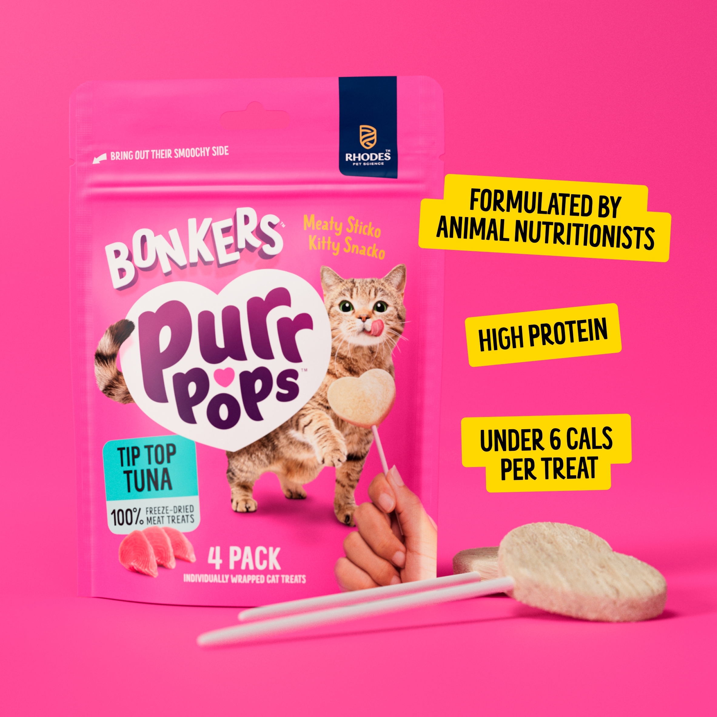 Bonkers Purrpops Freeze-Dried Cat Treats - Tip Top Tuna 4 Pack 5.6g thumbnail 4