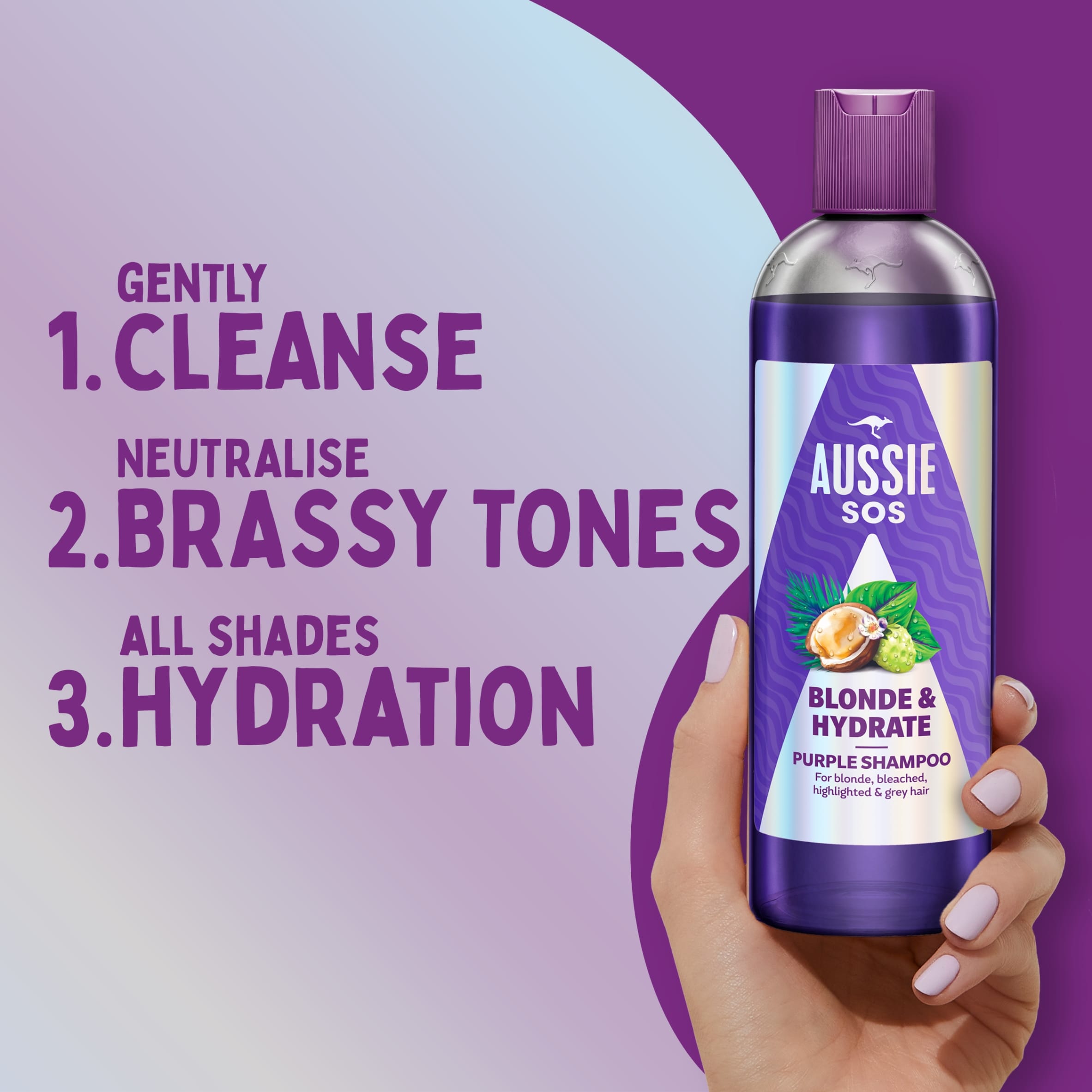 Aussie SOS Blonde & Hydrate Purple Shampoo 300ml thumbnail 2