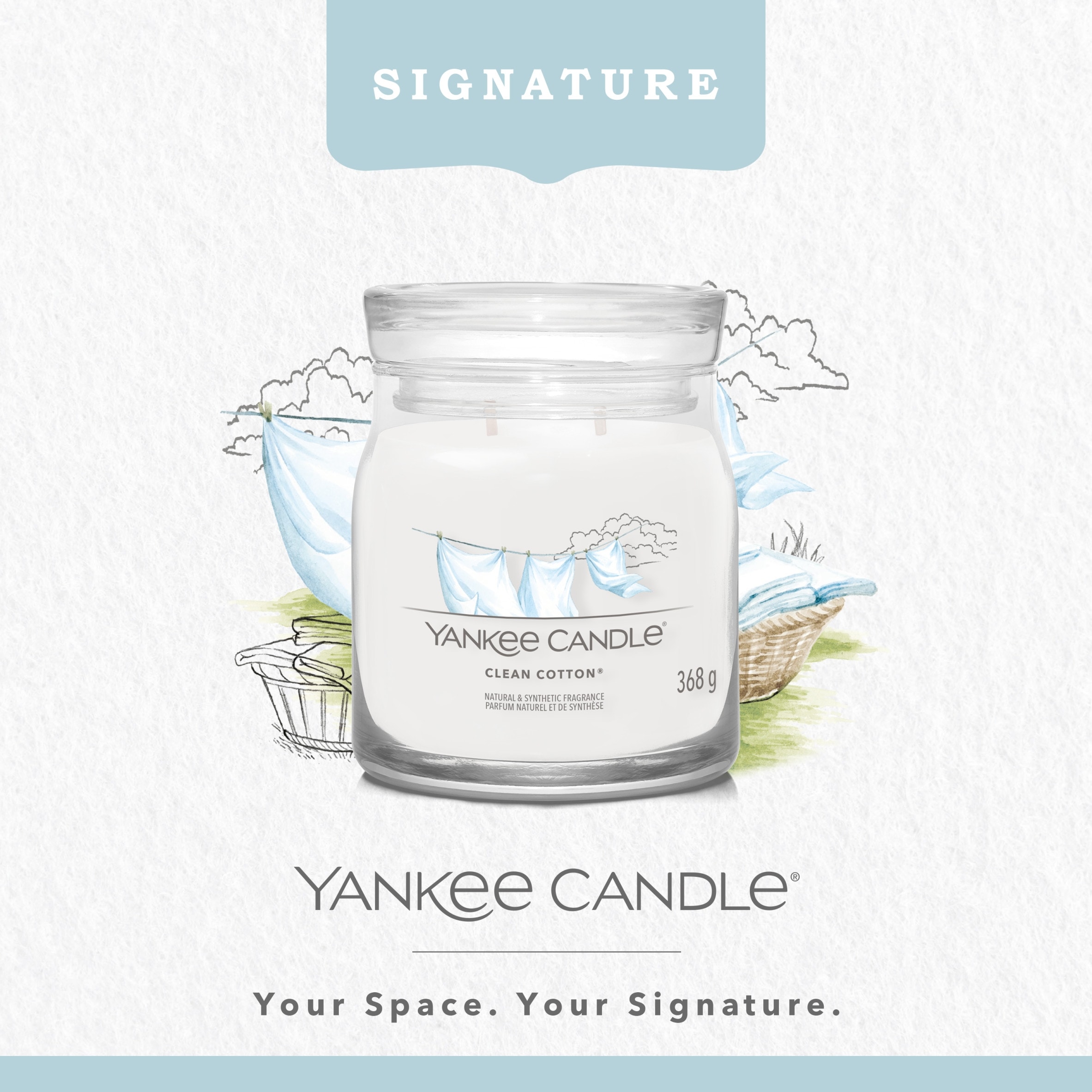 Yankee Candle Signature Clean Cotton Medium Jar 368g thumbnail 2