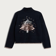 F&F Sequin Christmas Tree Jumper in Navy thumbnail 4