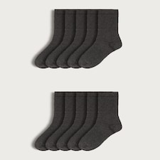 F&F 10-Pack Cotton Rich Ankle Socks in Grey