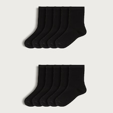 F&F 10-Pack Cotton Rich Ankle Socks in Black