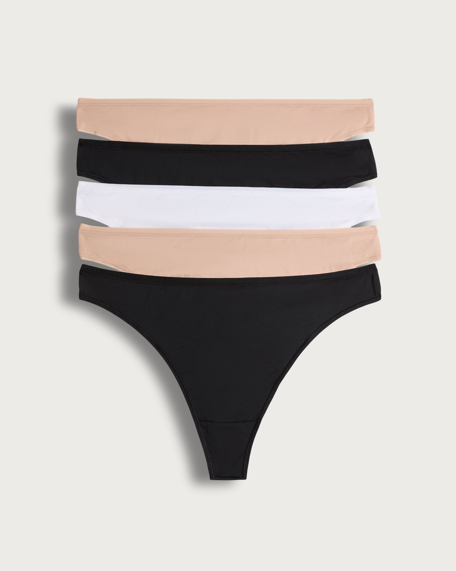 F&F 5-Pack Microfibre No VPL Thongs in Black