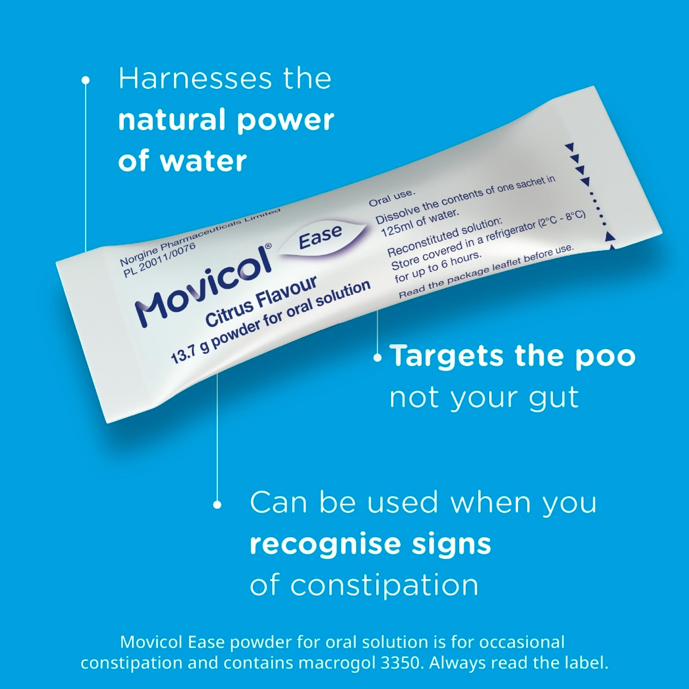 Movicol Ease Citrus Powder Sachets - Effective Relief For Constipation 20X13.7G thumbnail 2