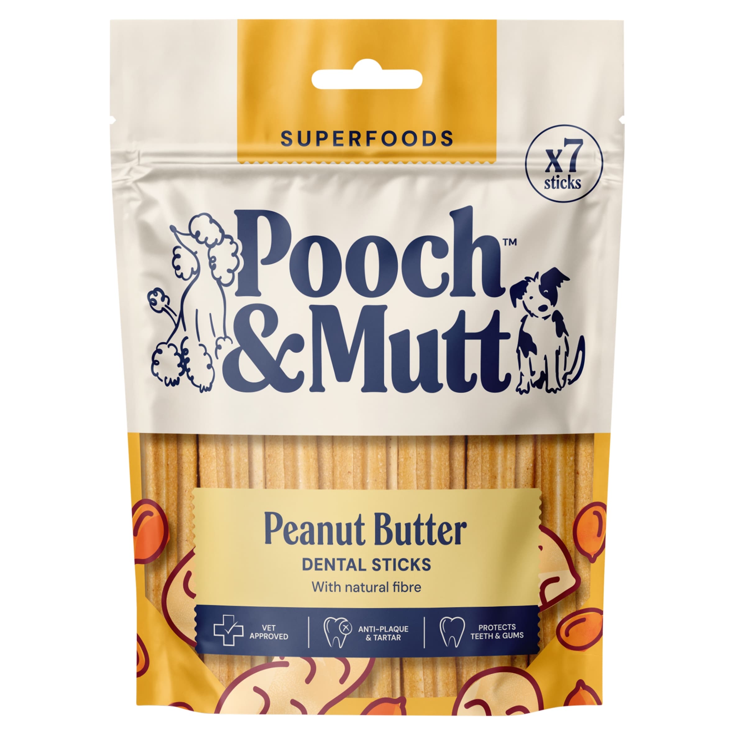 Pooch & Mutt Vegan Dental Sticks - Peanut Butter 7 Pack 251g thumbnail 2