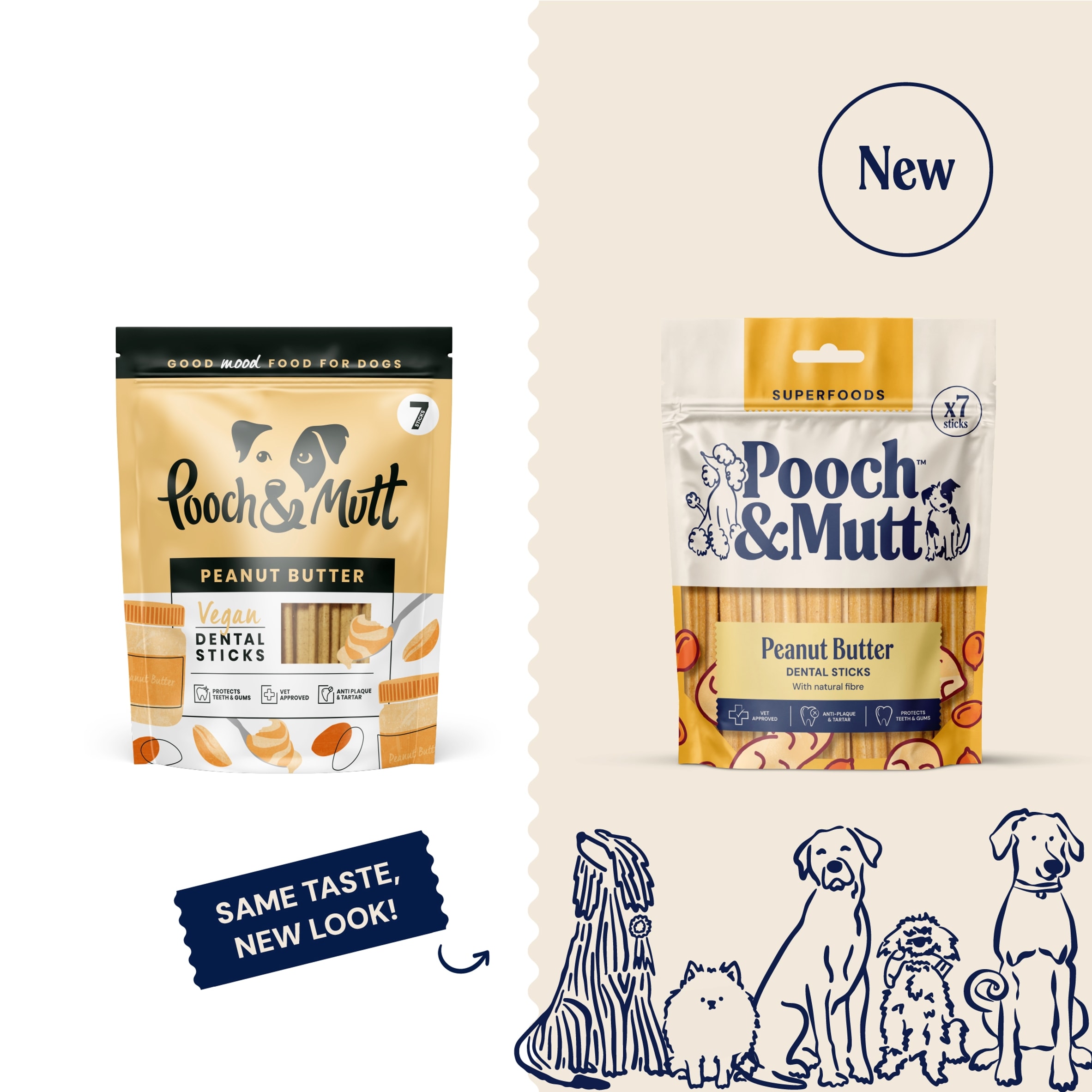 Pooch & Mutt Vegan Dental Sticks - Peanut Butter 7 Pack 251g thumbnail 3
