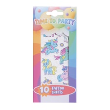 PARTY TIME 10 TATTOO SHEETS - UNICORN