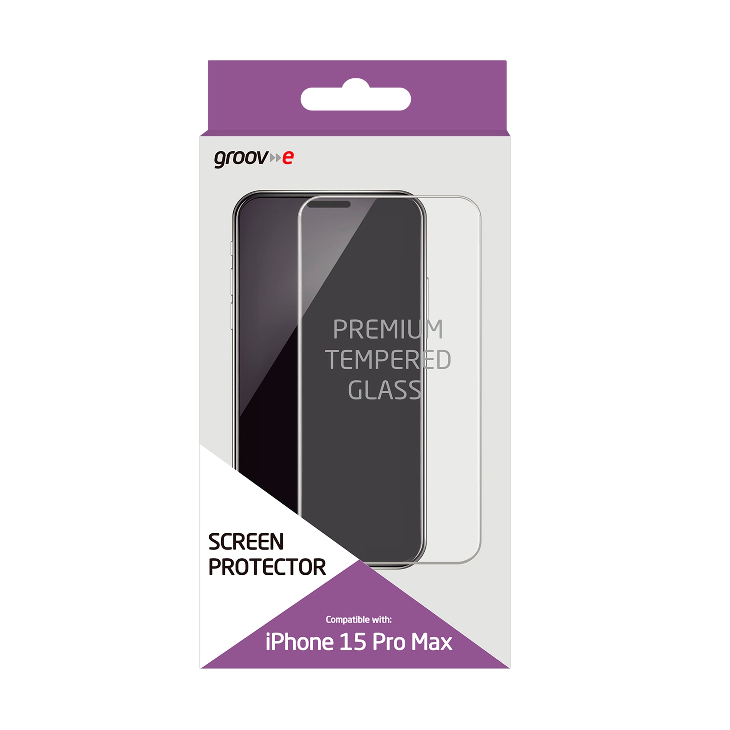 Groov-e iPhone 15 Pro Max Tempered Glass Screen Protector