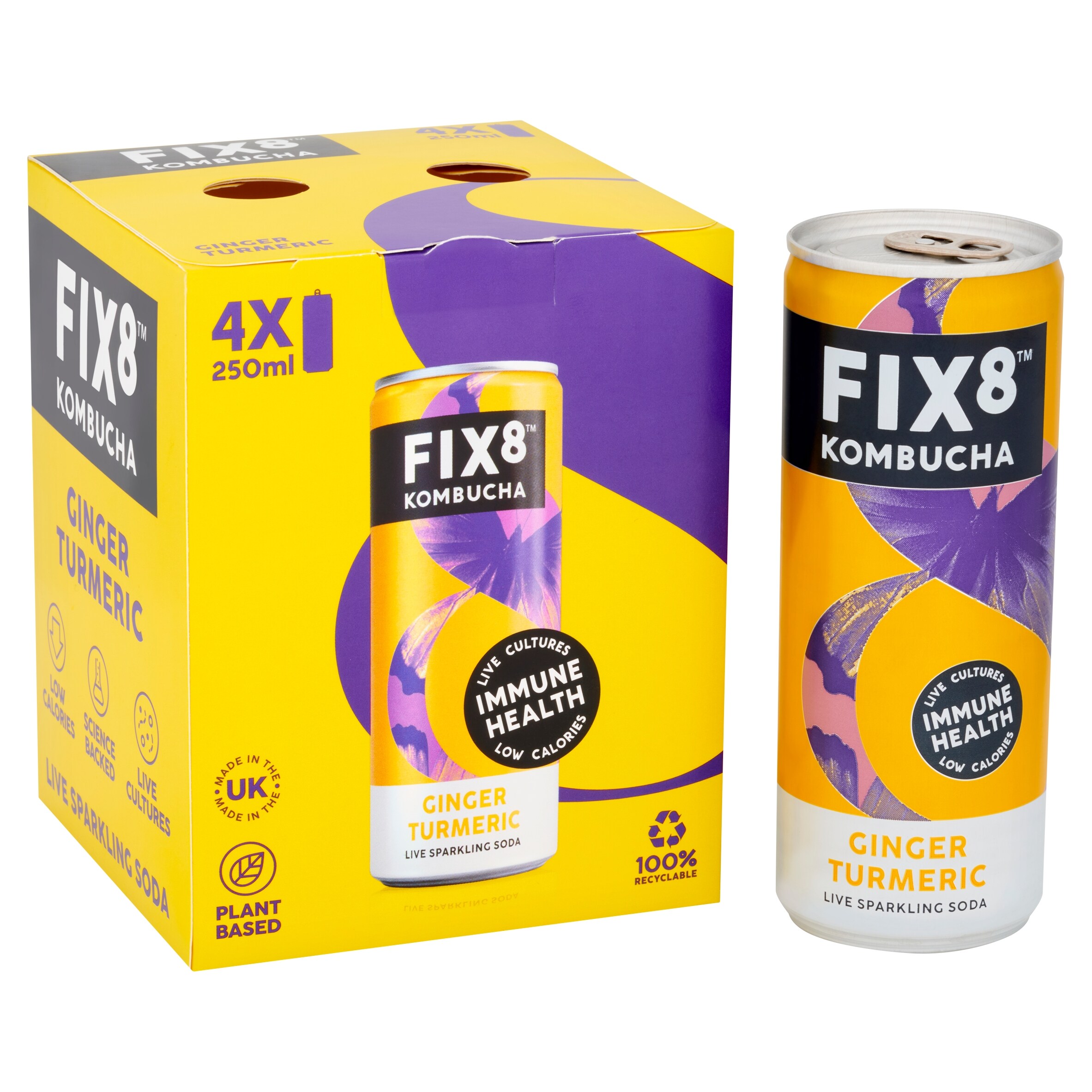 FIX8 Kombucha Ginger Turmeric 4 x 250ml thumbnail 2
