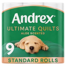 Andrex Ultimate Quilts Aloe Scented Toilet Tissue 9 Standard Rolls