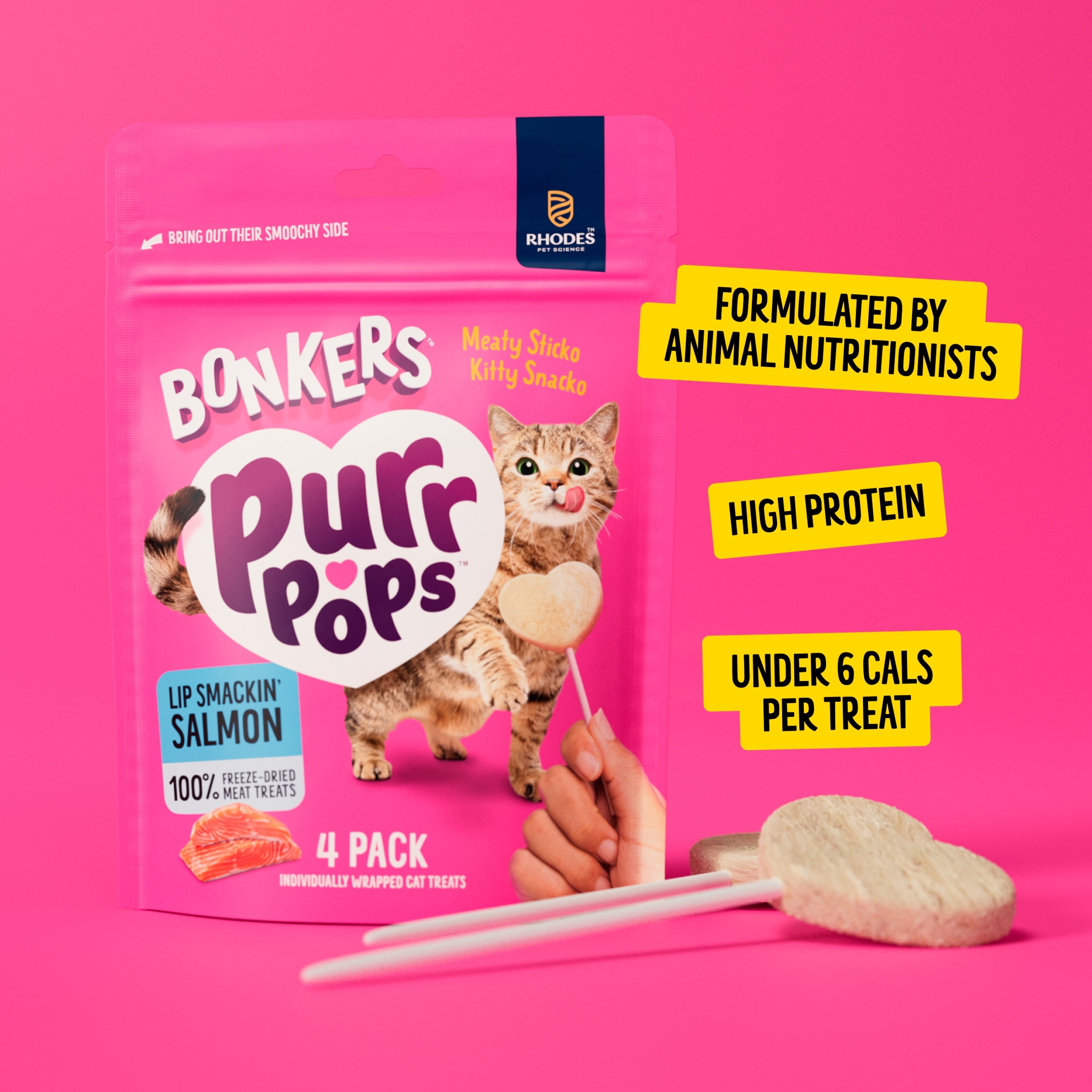 Bonkers Purr Pops Freeze-Dried Cat Treats - Lip Smackin' Salmon 4 Pack 5.6g thumbnail 4