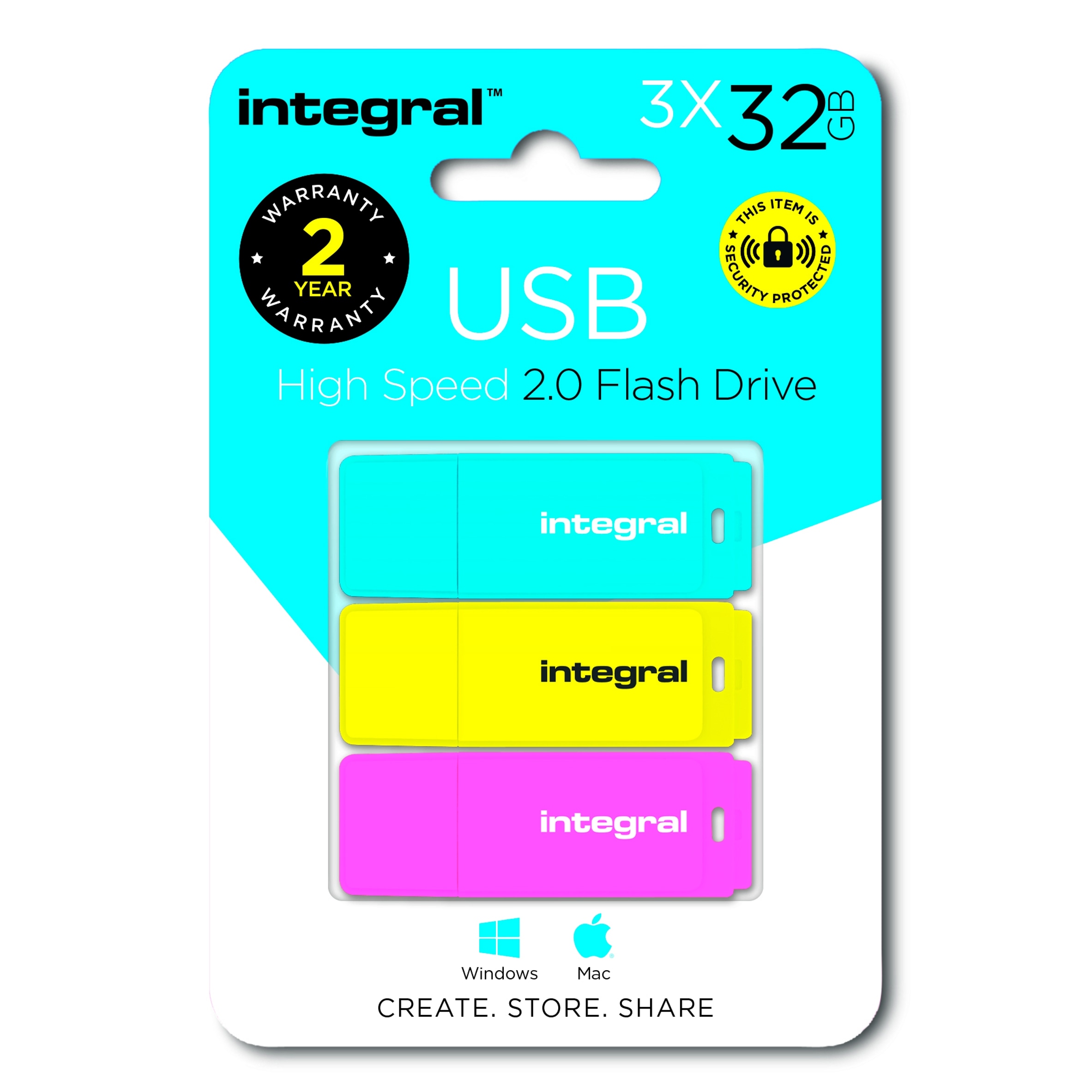 Integral USB Flash Drive Memory Sticks 3 x 32GB
