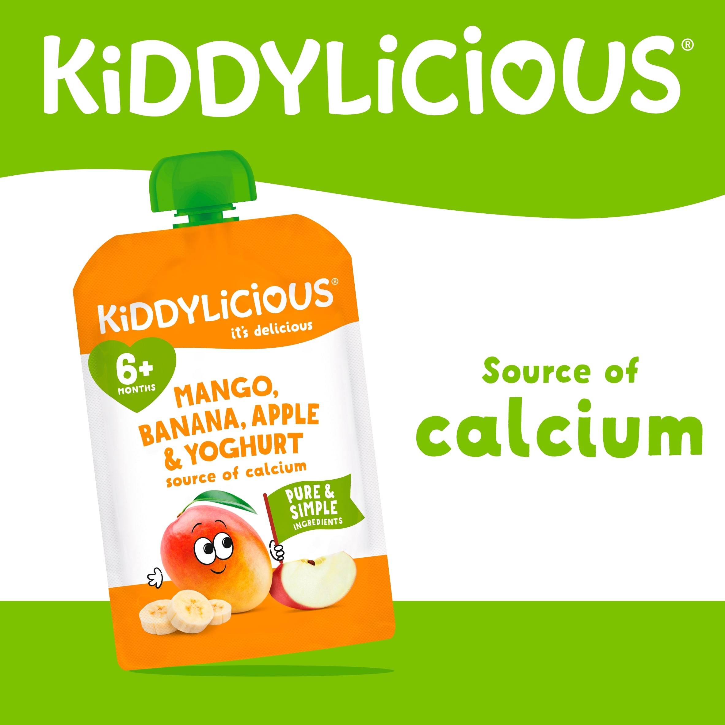 Kiddylicious Mango, Banana, Apple & Yoghurt Pouch 100g thumbnail 2