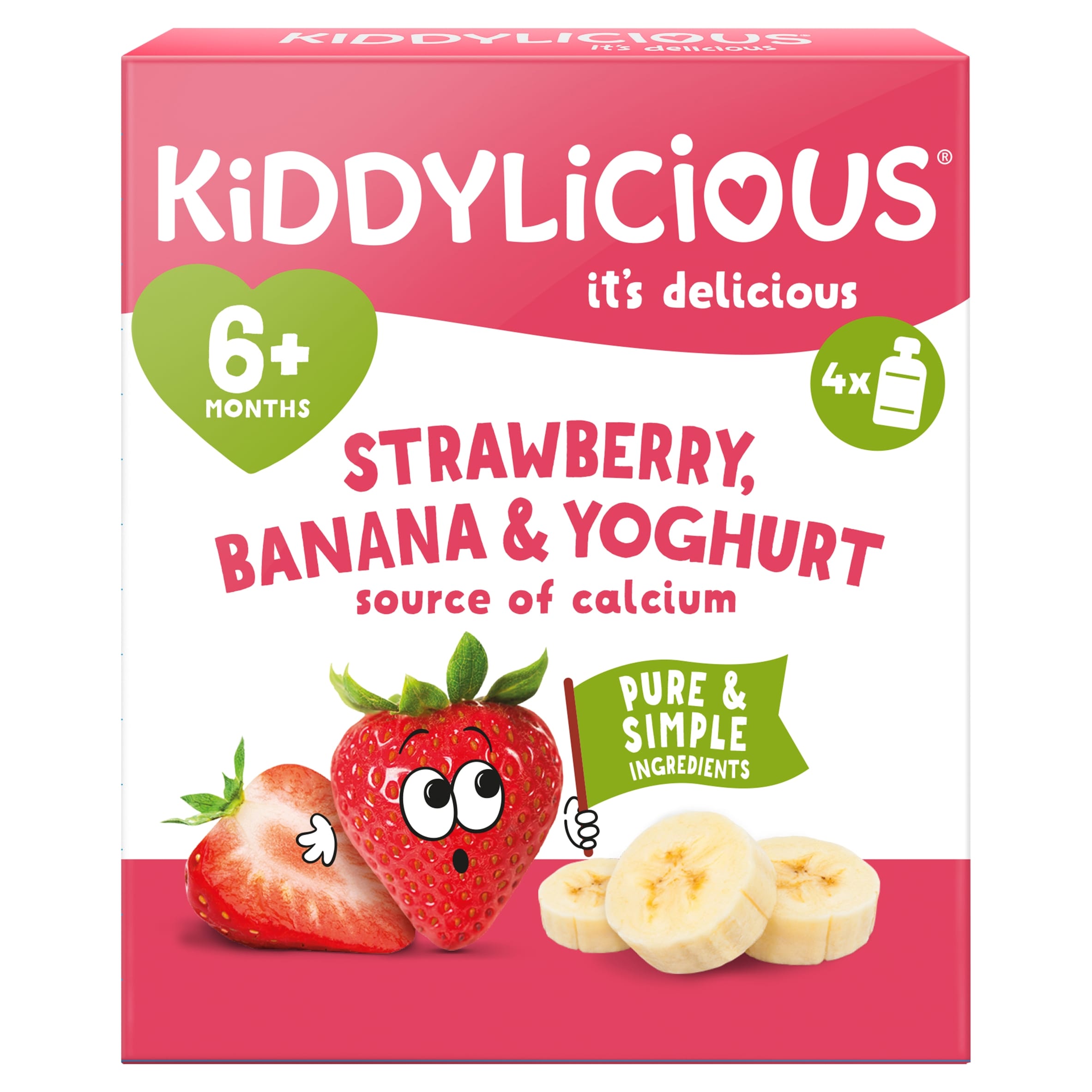 Kiddylicious Strawberry, Banana & Yoghurt Pouch Snack Baby Food multi 6m+