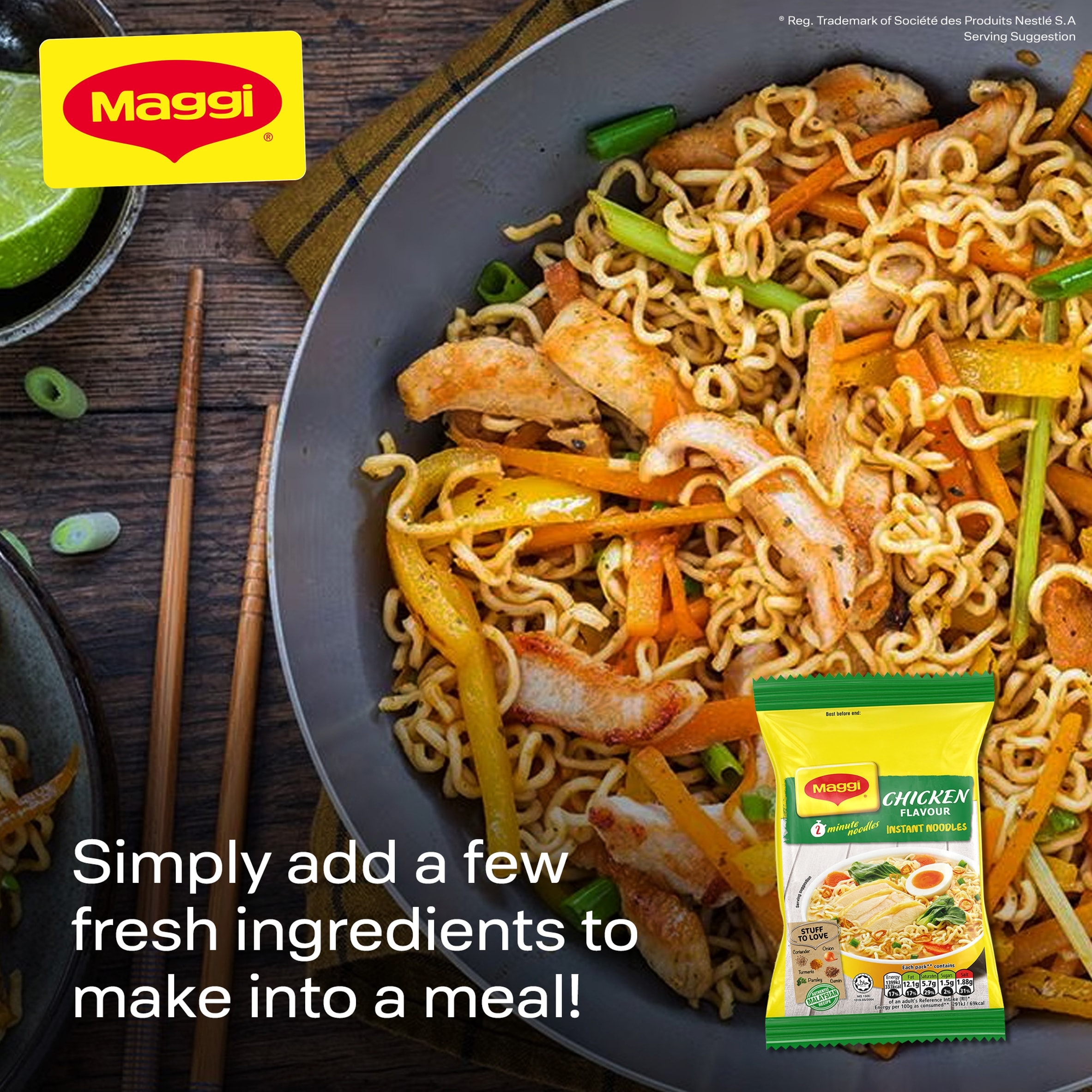 Maggi 2-Minute Instant Noodles - Chicken Flavour 5 x 74g thumbnail 4