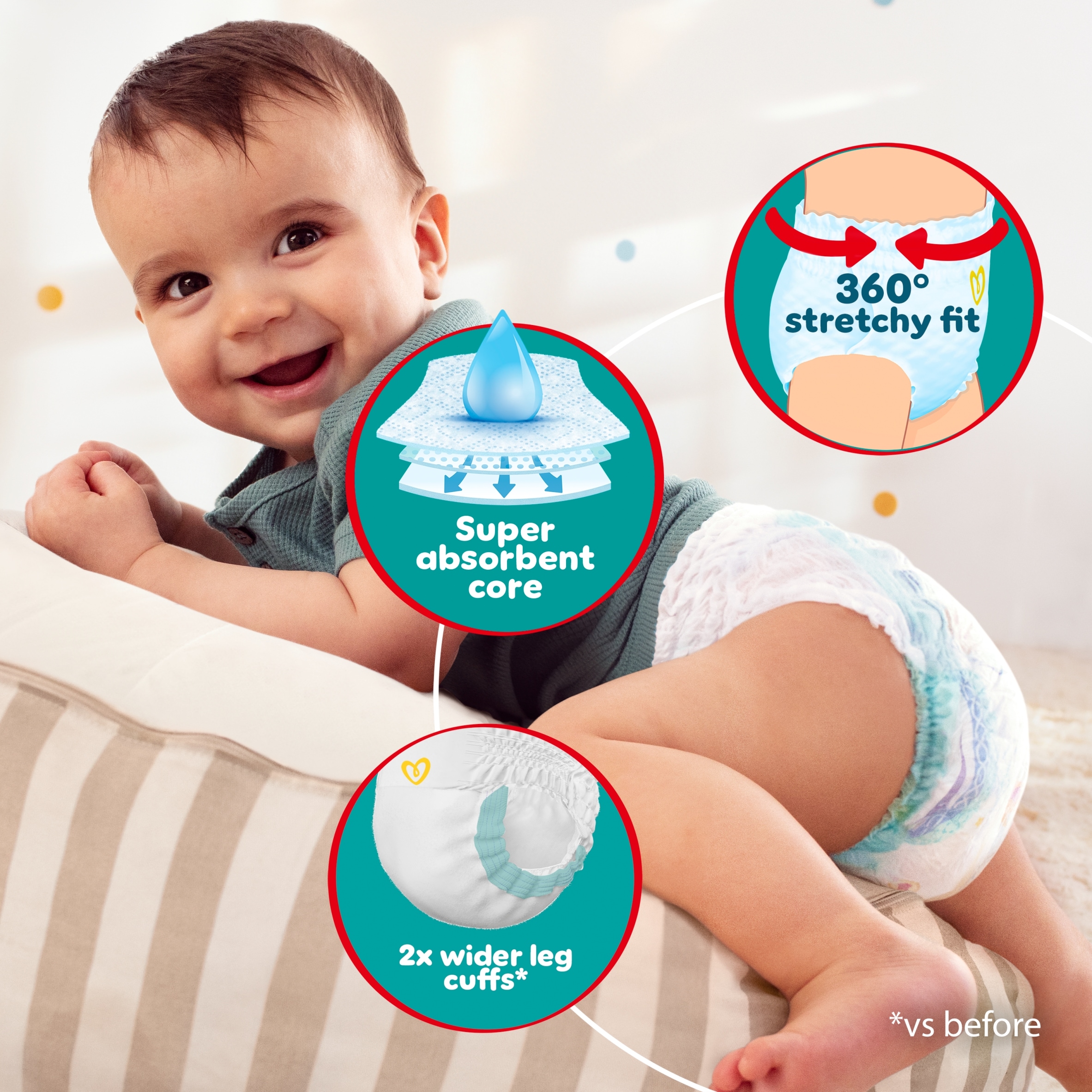 Pampers Baby Dry Nappy Pants Size 9 Essential Pack 19 Nappies thumbnail 3