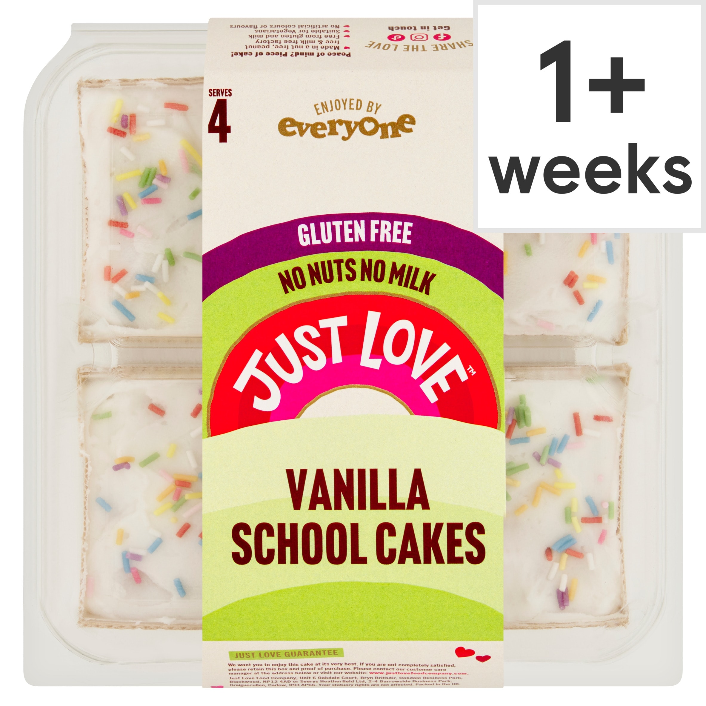Just Love Gluten Free Vanilla School Cakes