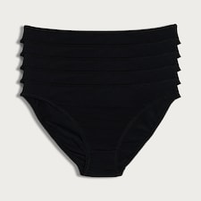 F&F 5-Pack Cotton Rich High Leg Knickers in Black