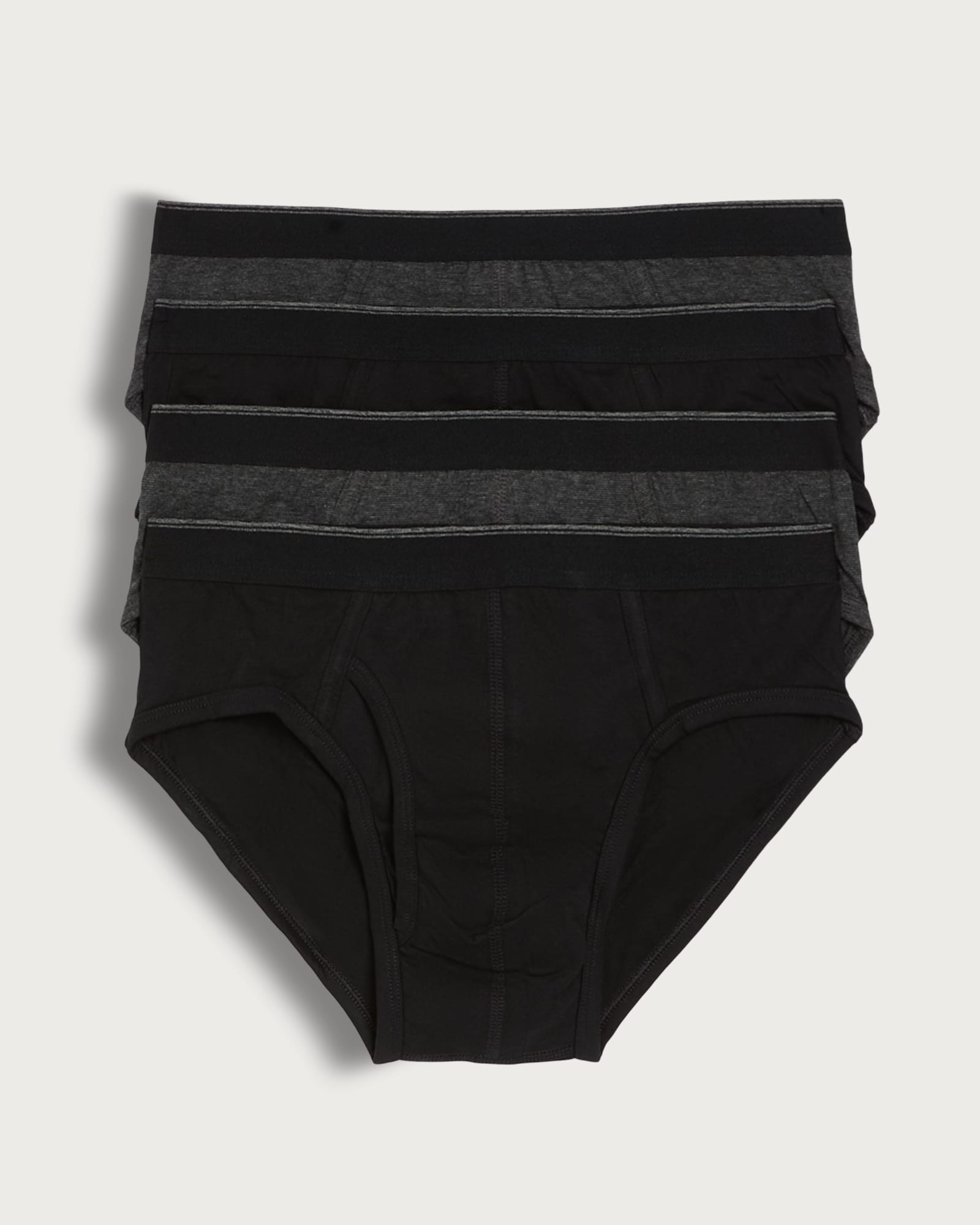 F&F 4-Pack Pure Cotton Striped Waistband Briefs in Black