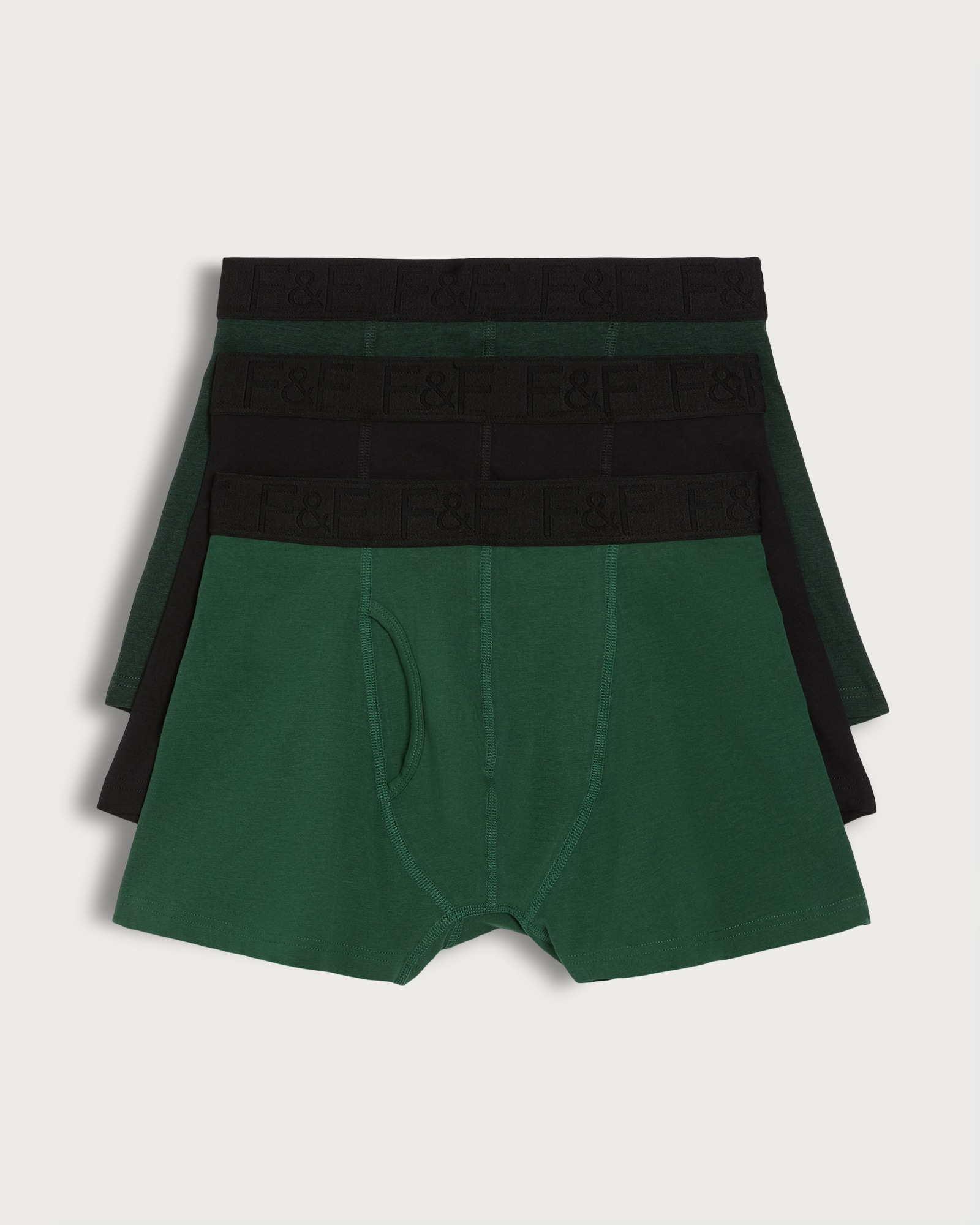 F&F 3-Pack Cotton Rich Trunks in Multi Green