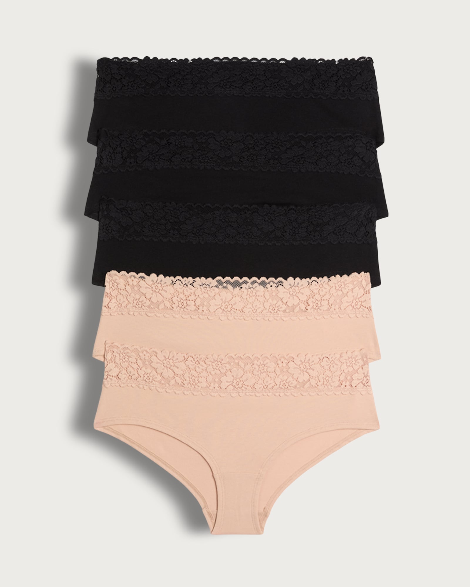 F&F 5-Pack Cotton Rich Short Lace Trim Knickers in Multi