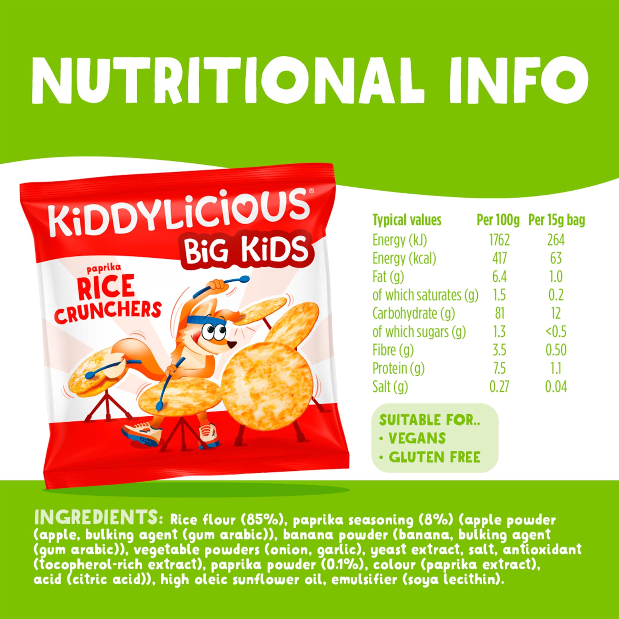 Kiddylicious Big Kids Paprika Rice Crunchers 4x15g thumbnail 3