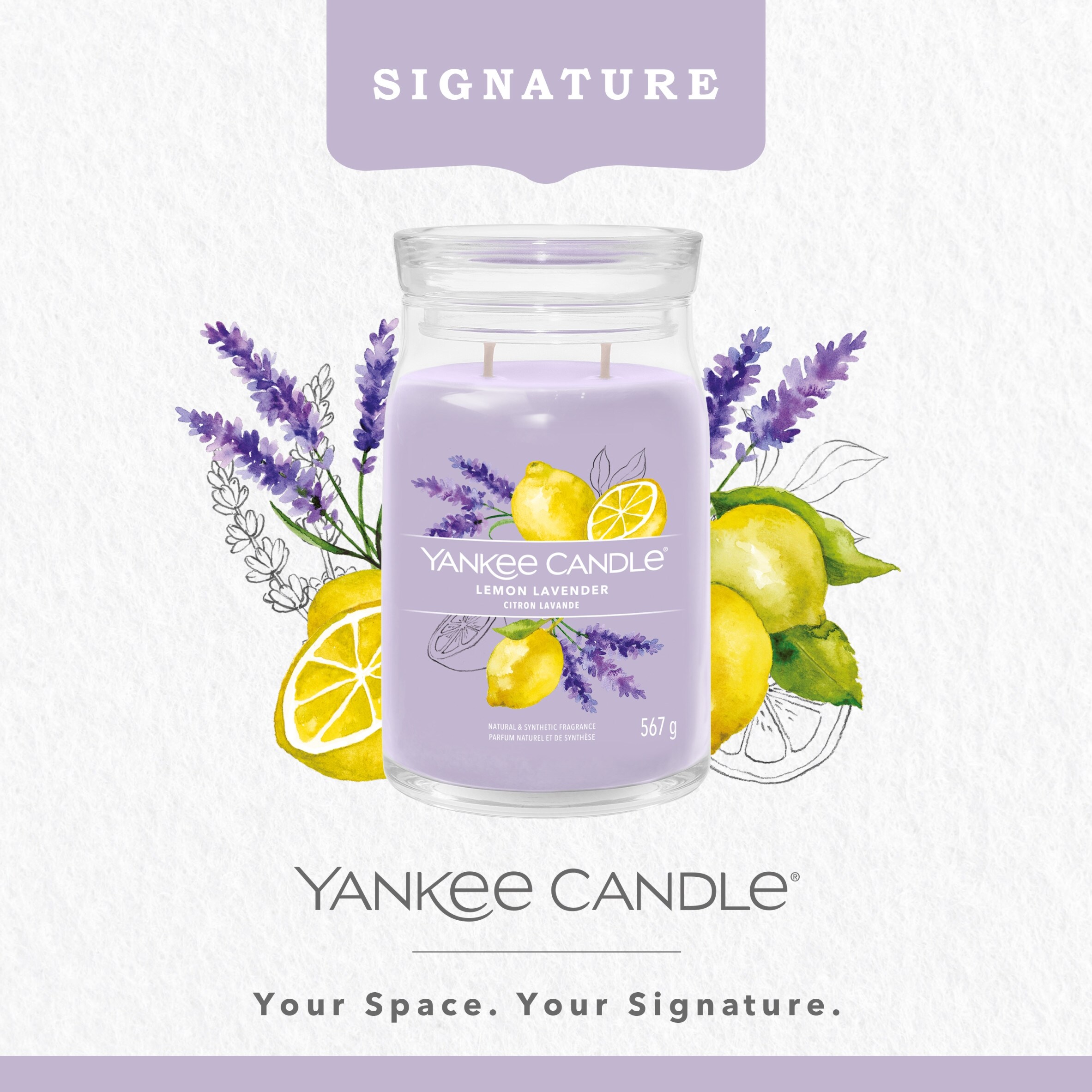 Yankee Candle Signature Lemon Lavender Large Jar 567g thumbnail 2
