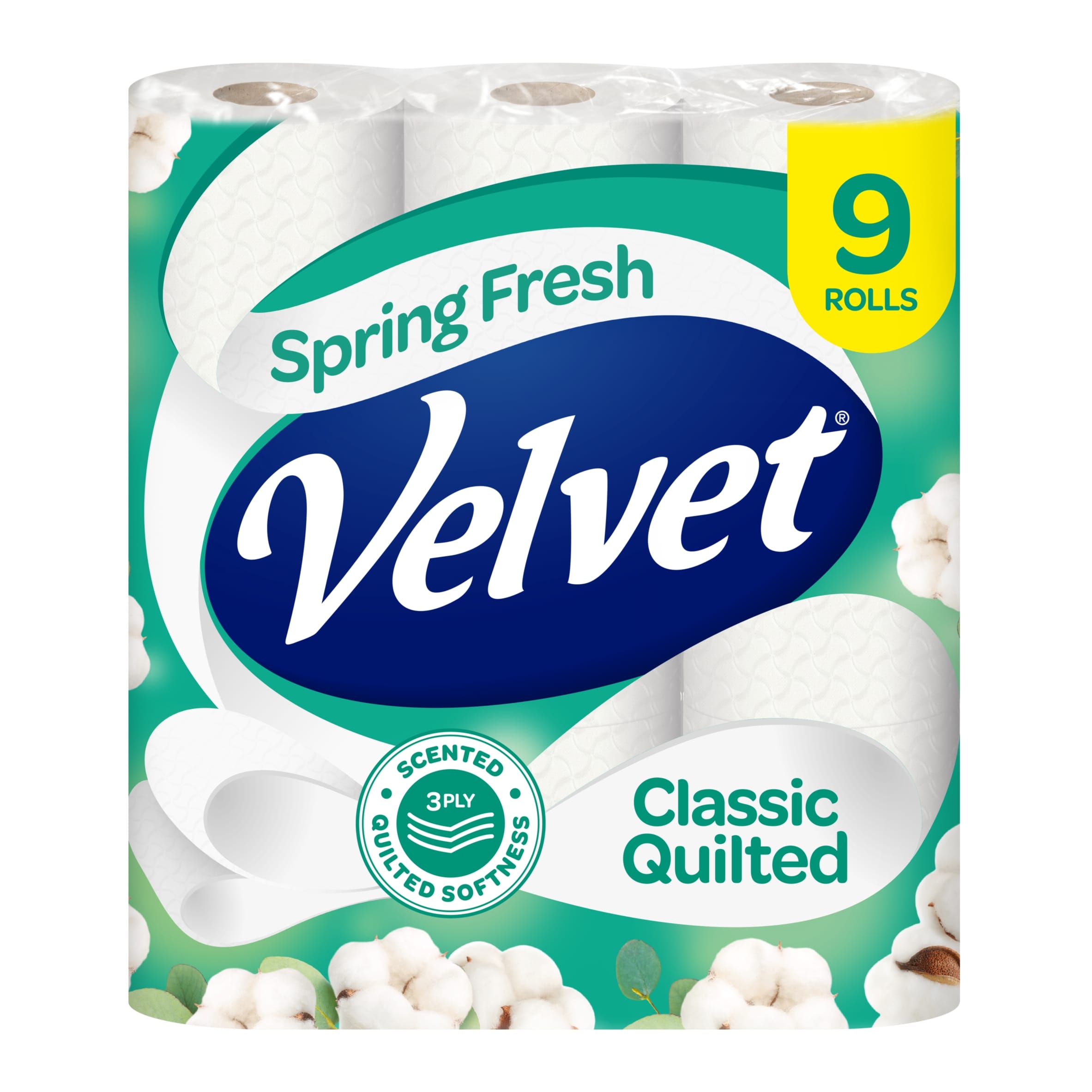Velvet Classic Quilted Scented Toilet Tissue 9 Rolls 