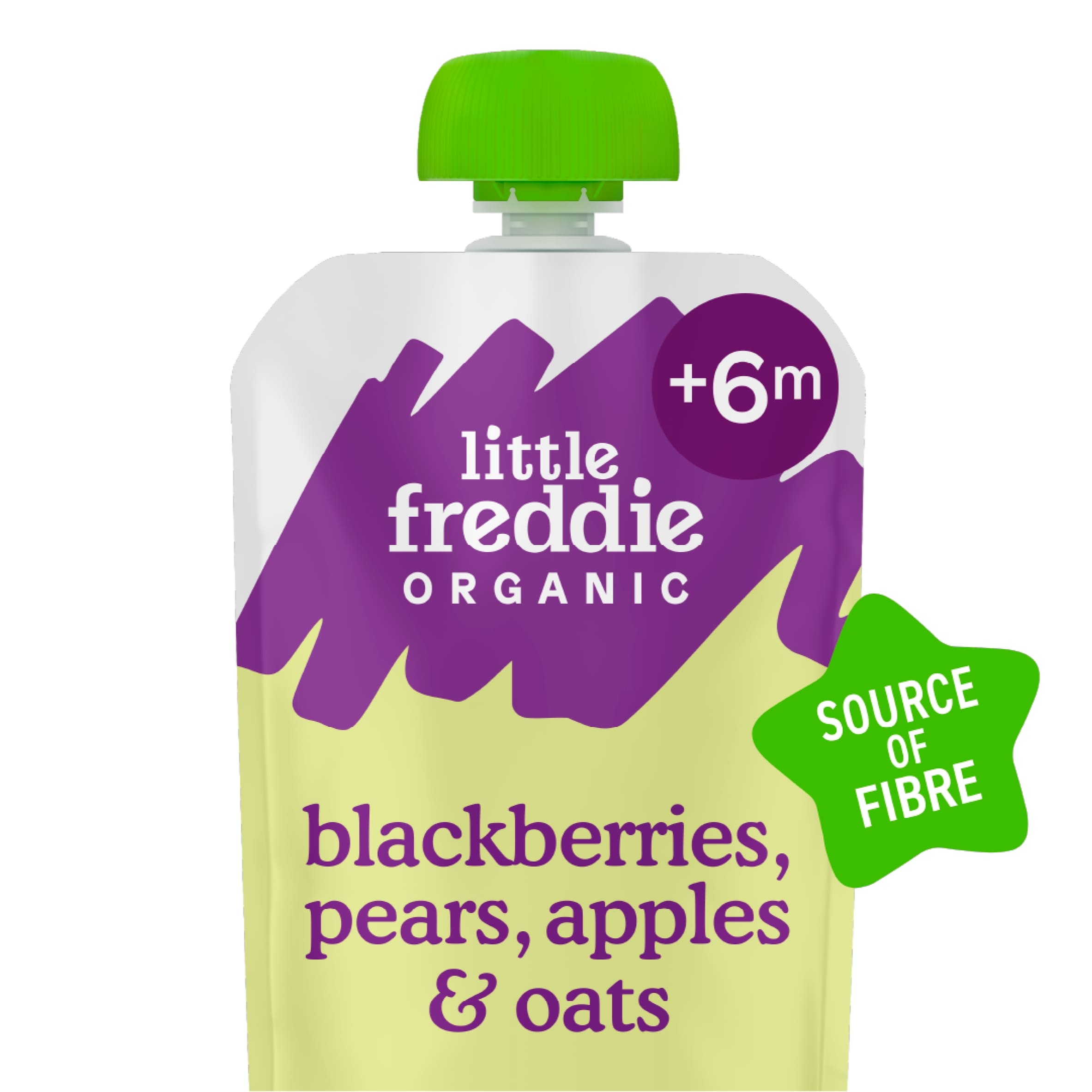 Little Freddie Organic Blackberries, Pears, Apples & Oats Baby Food Pouch 6+ Months 100g thumbnail 2
