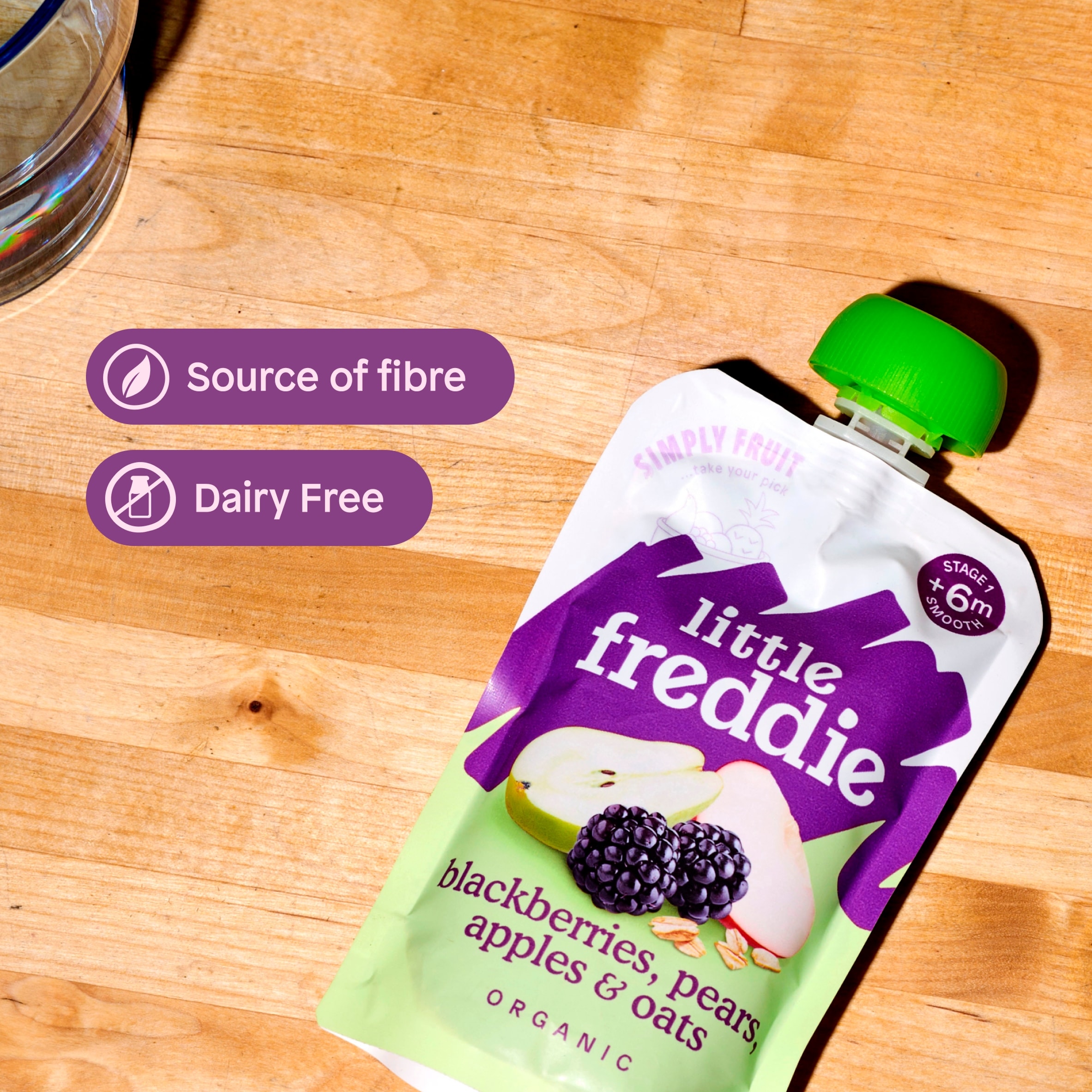 Little Freddie Organic Blackberries, Pears, Apples & Oats Baby Food Pouch 6+ Months 100g thumbnail 5