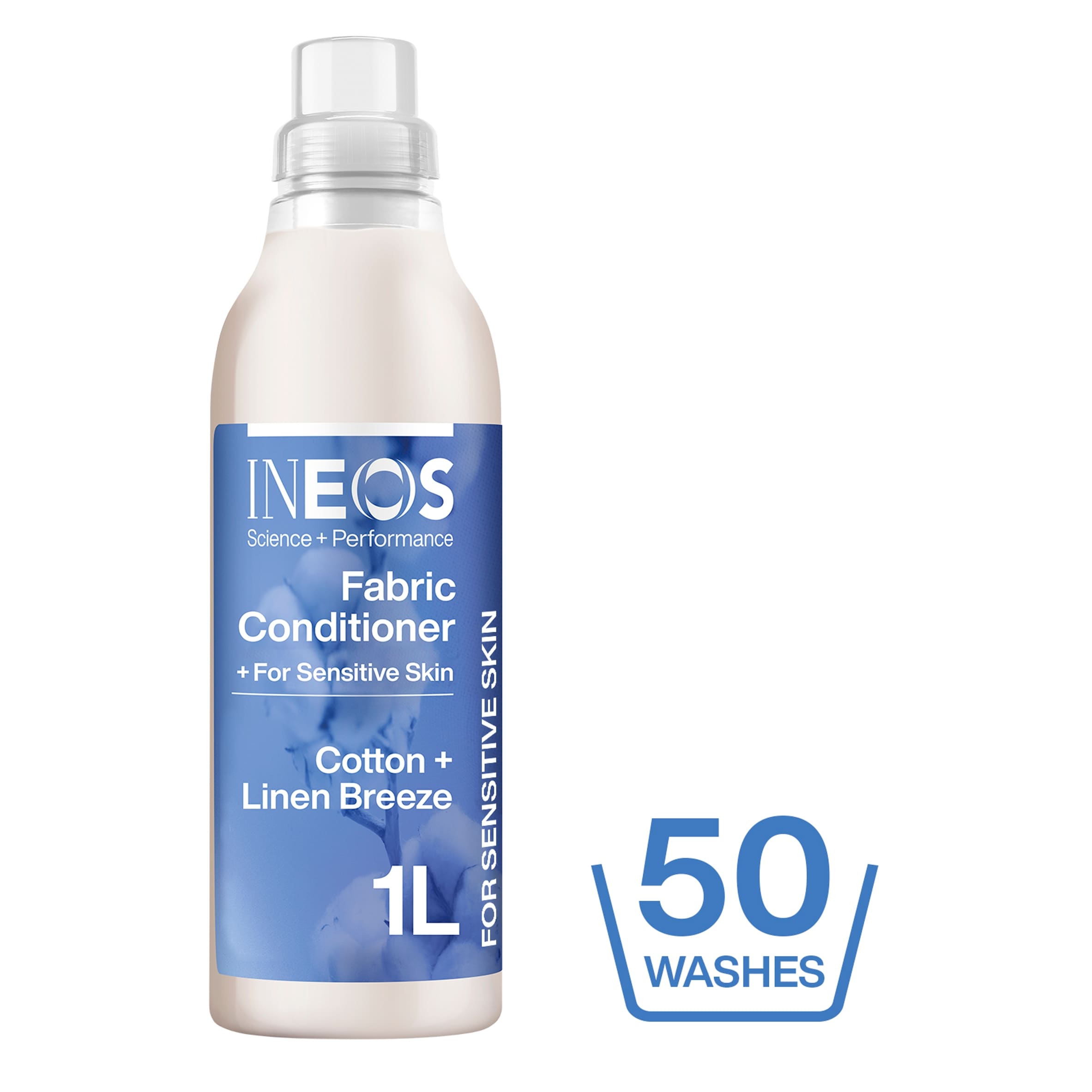 INEOS For Sensitive Skin Fabric Conditioner Cotton & Linen Breeze 50 Washes 1000ml thumbnail 2