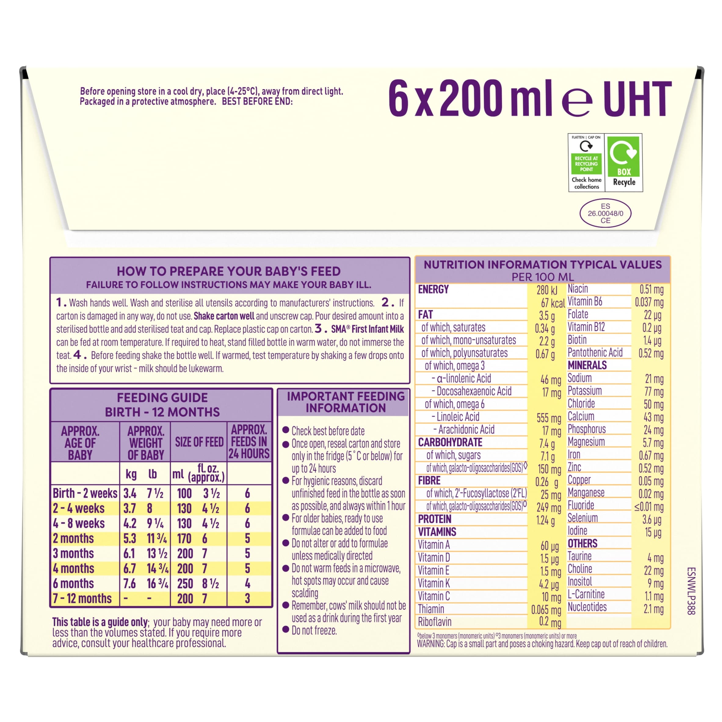 SMA First Infant Baby Milk Formula Liquid Ready to Feed from Birth 6x200ml thumbnail 2