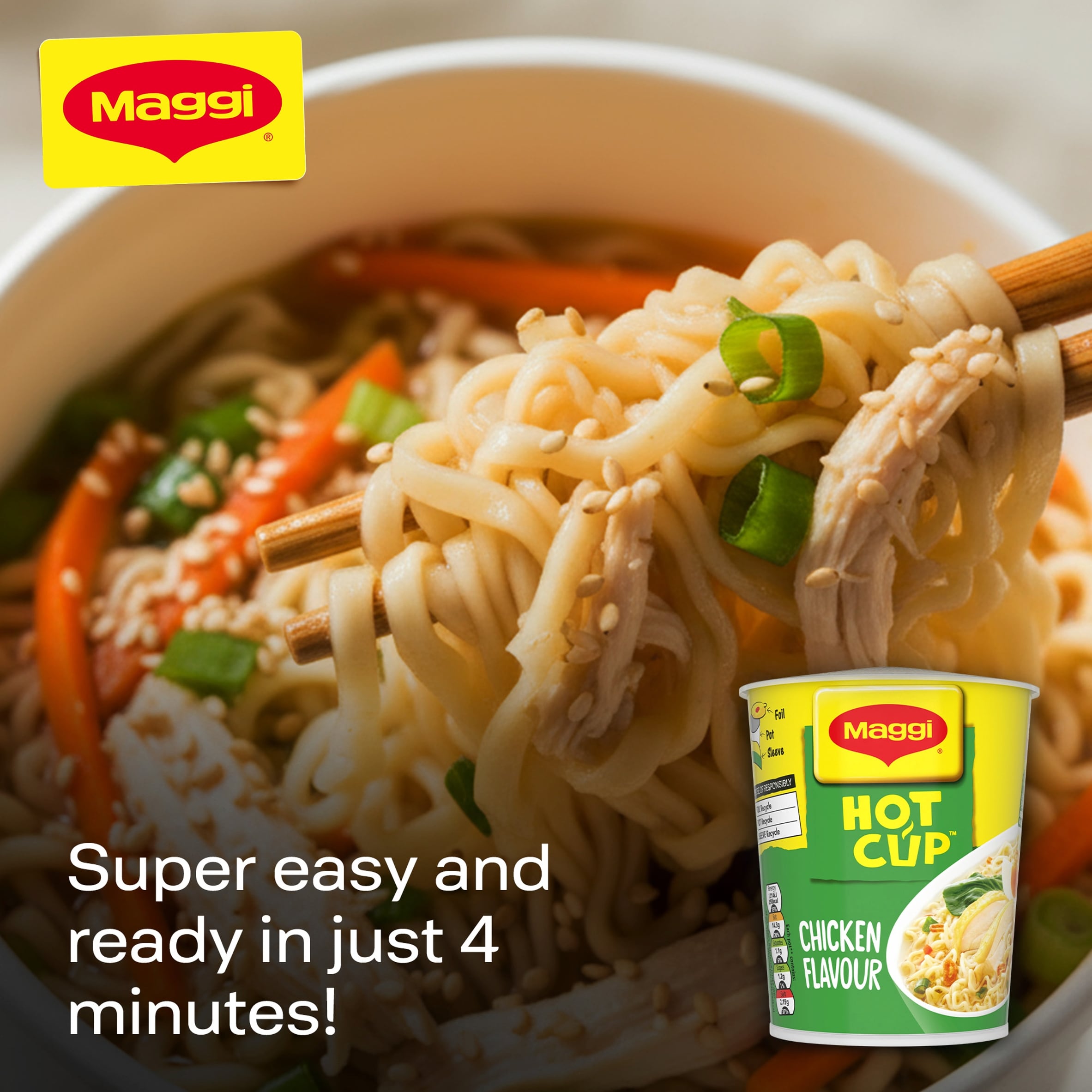 Maggi Hot Cup Chicken Noodles Pot 59.2g thumbnail 5