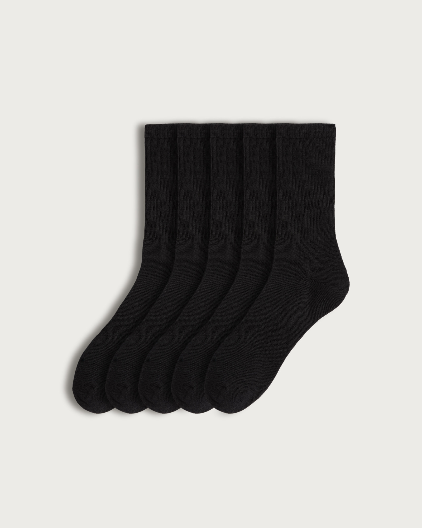F&F Active 5-Pack Cotton Rich Ribbed Sports Ankle Socks  in Black