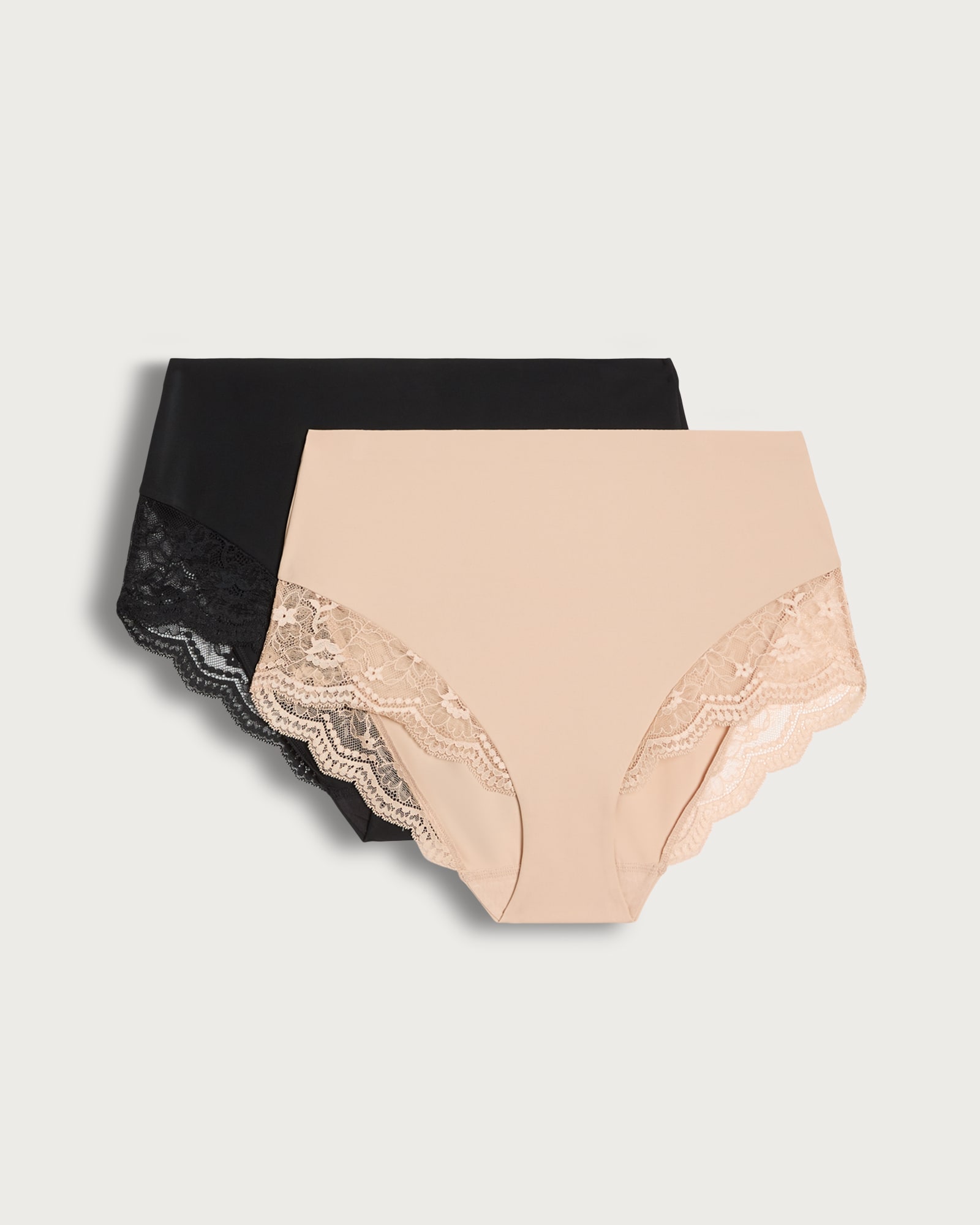 F&F 2-Pack Full Brief Lace Trim Knickers  in Black