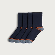 F&F 4-Pack Cotton Rich Workwear Socks in Navy