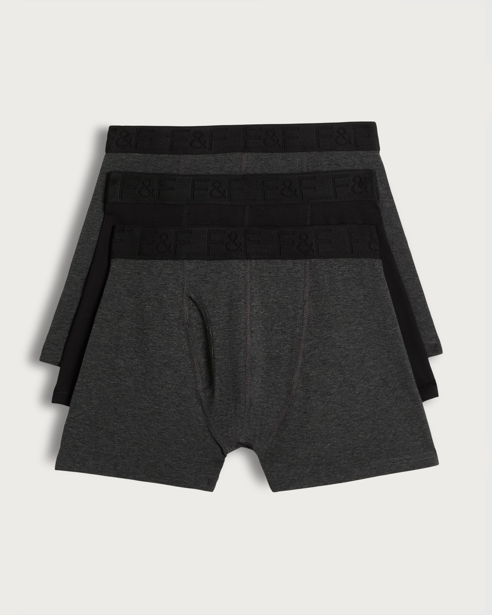 F&F 3-Pack Cotton Rich Striped Trunks in Multi Grey
