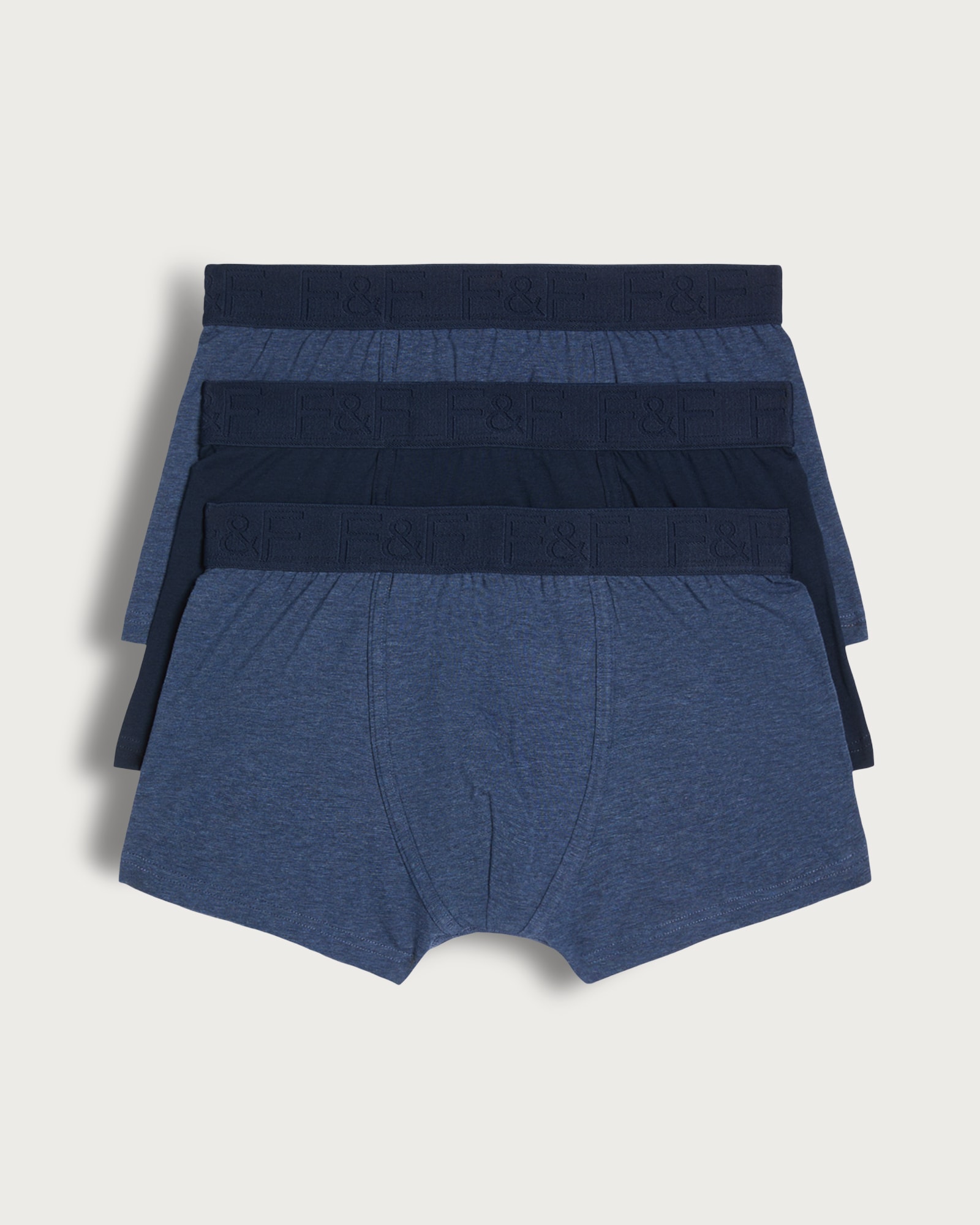 F&F 3-Pack Cotton Rich Hipster Boxers in Navy