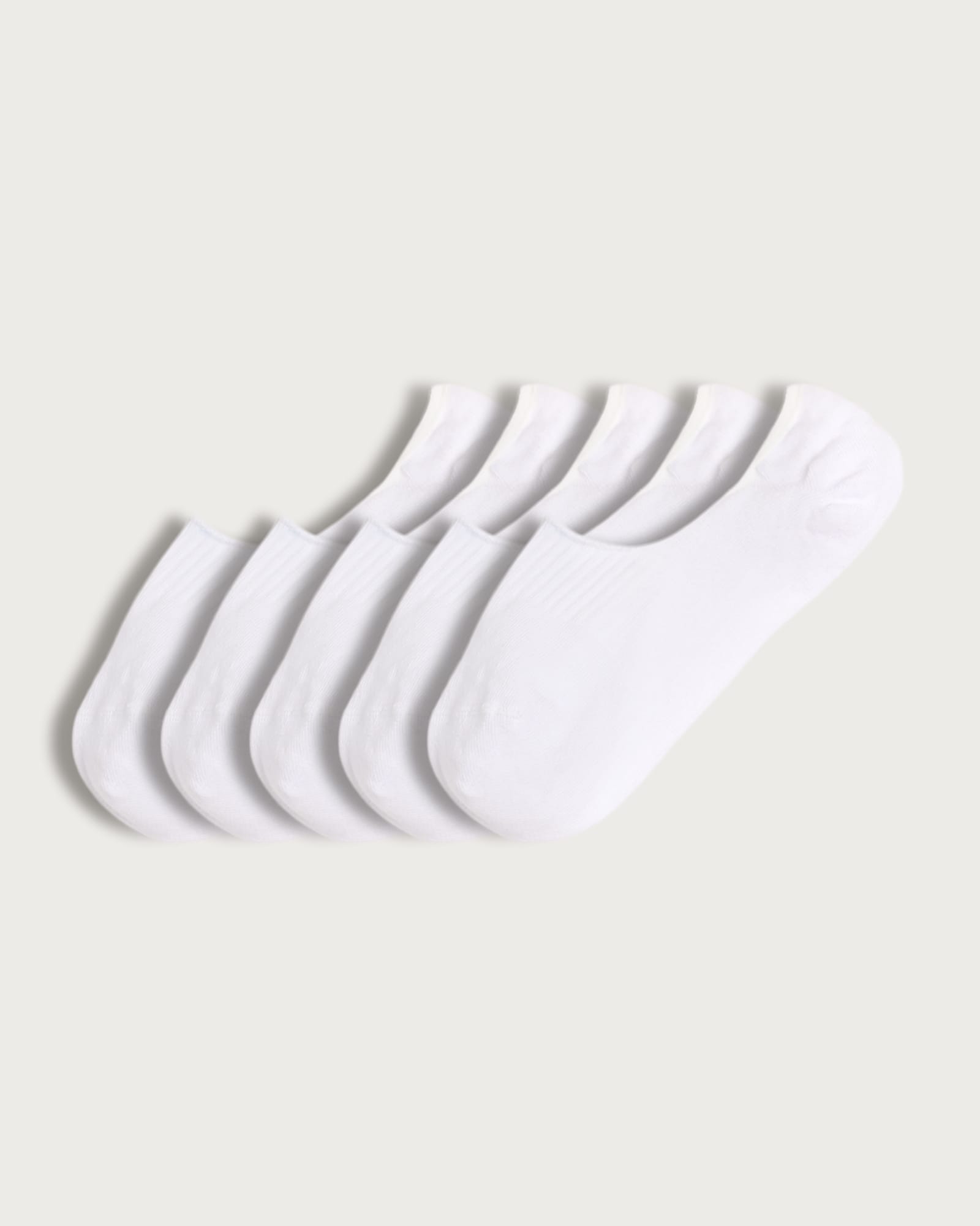F&F 5-Pack Cotton Rich Invisible Trainer Socks  in White