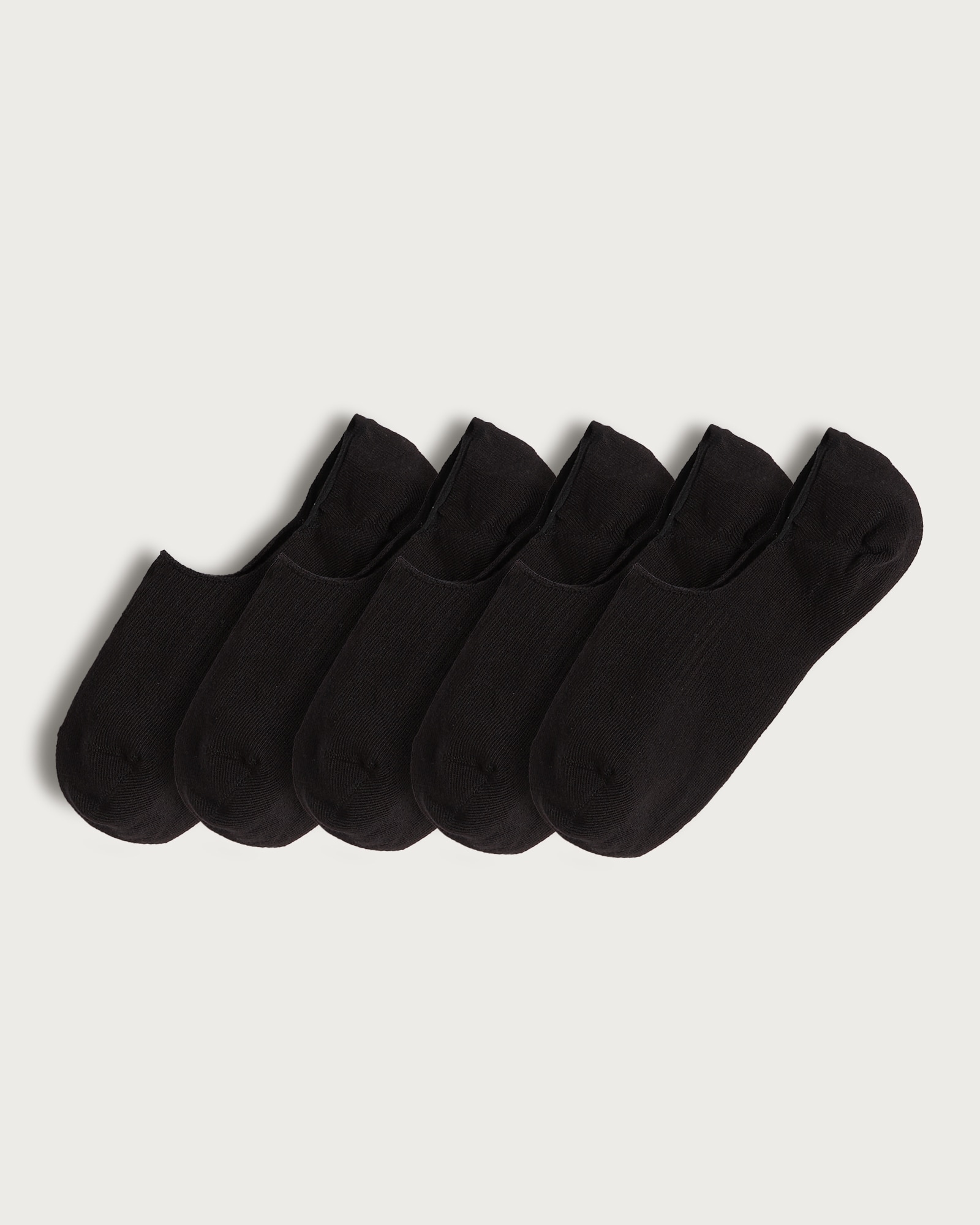 F&F 5-Pack Cotton Rich Invisible Trainer Socks  in Black