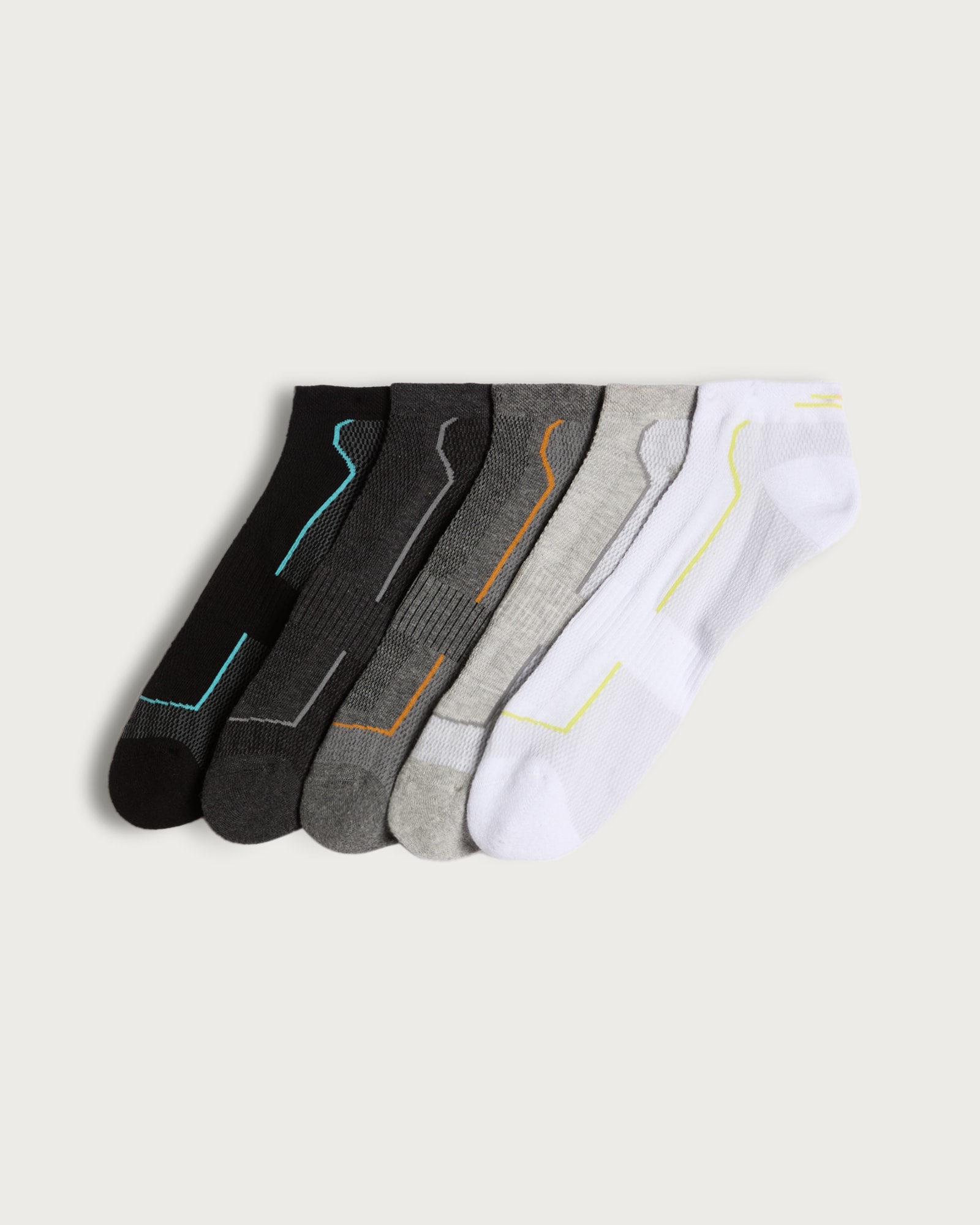 F&F 5-Pack Cotton Blend Colour-Pop Fresh Feel Trainer Socks  in Multi Grey