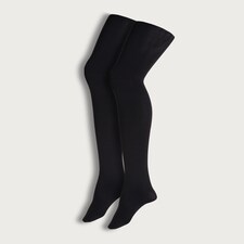 F&F 2-Pack 80 Denier Opaque Tights in Black thumbnail 3