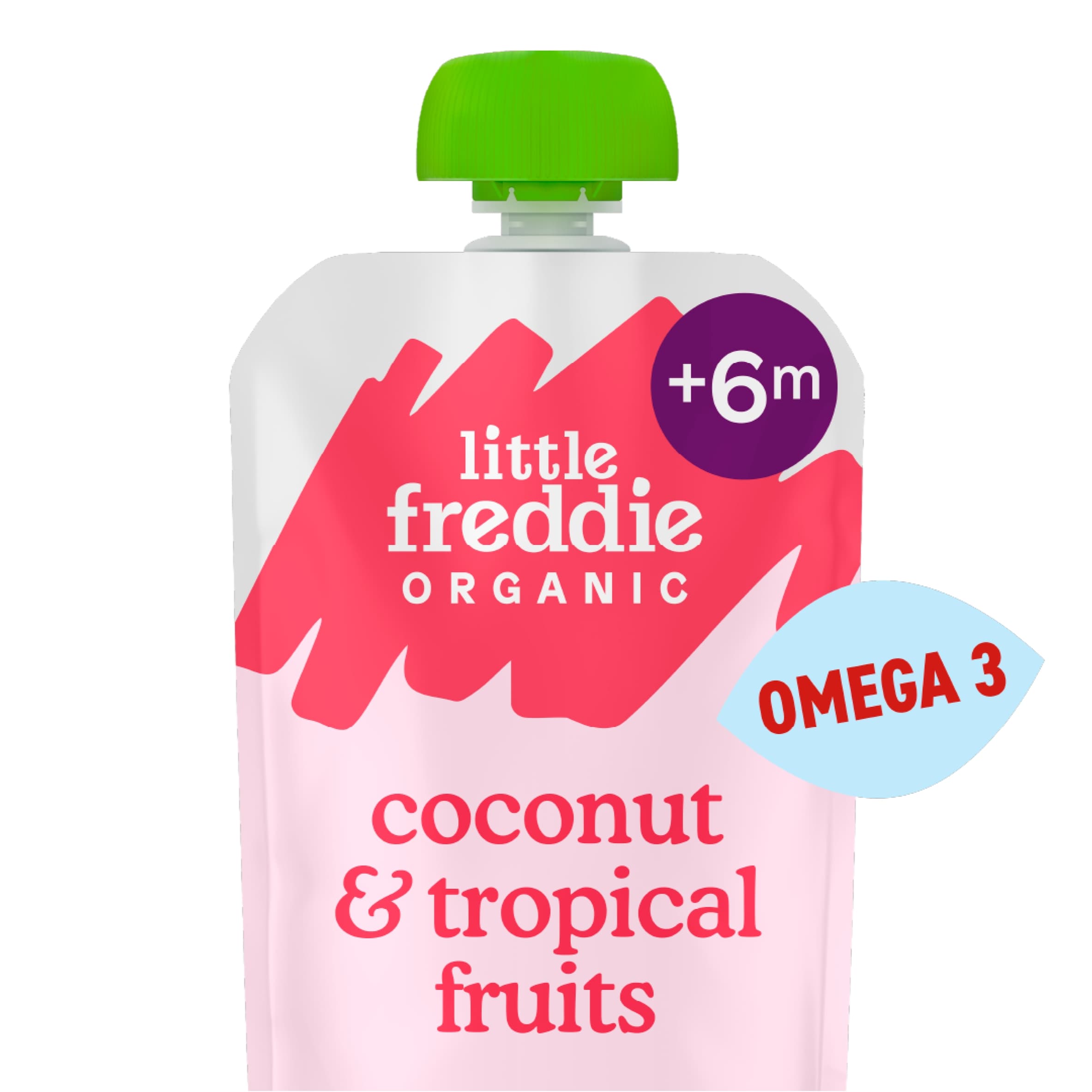 Little Freddie Organic Good for Brains Coconut & Tropical Fruits Baby Food Pouch with Omega 3 6+ Months 90g thumbnail 2