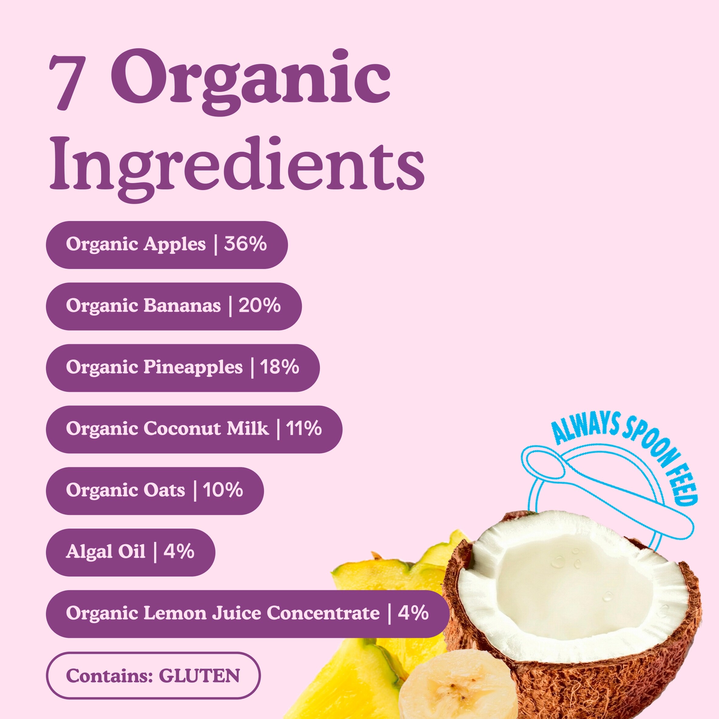 Little Freddie Organic Good for Brains Coconut & Tropical Fruits Baby Food Pouch with Omega 3 6+ Months 90g thumbnail 3