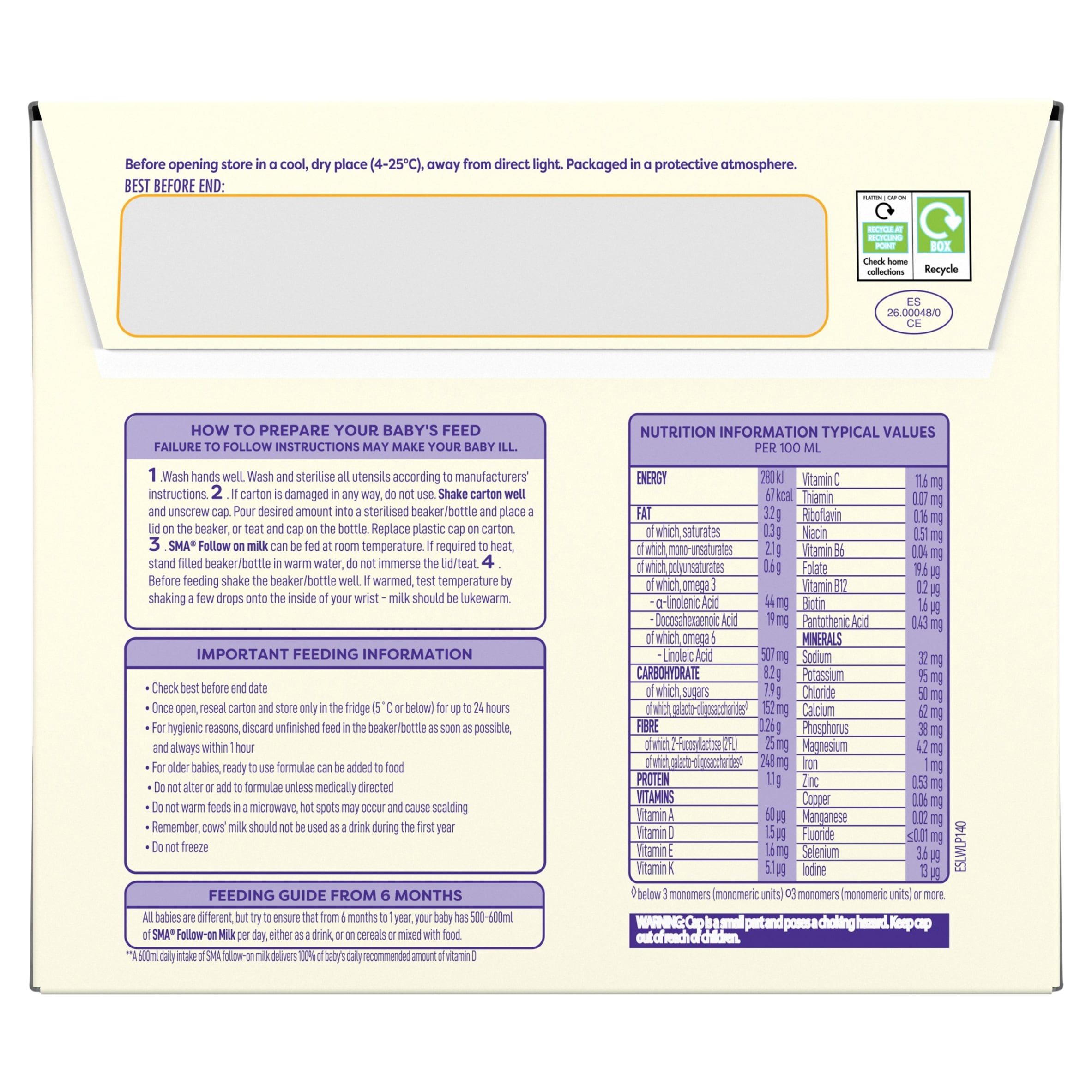 SMA Follow On Baby Milk Formula Liquid Ready to Feed 6+ months 6x200ml thumbnail 3