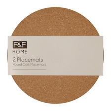 F&F Home Round Corkback Placemat 2 Pack