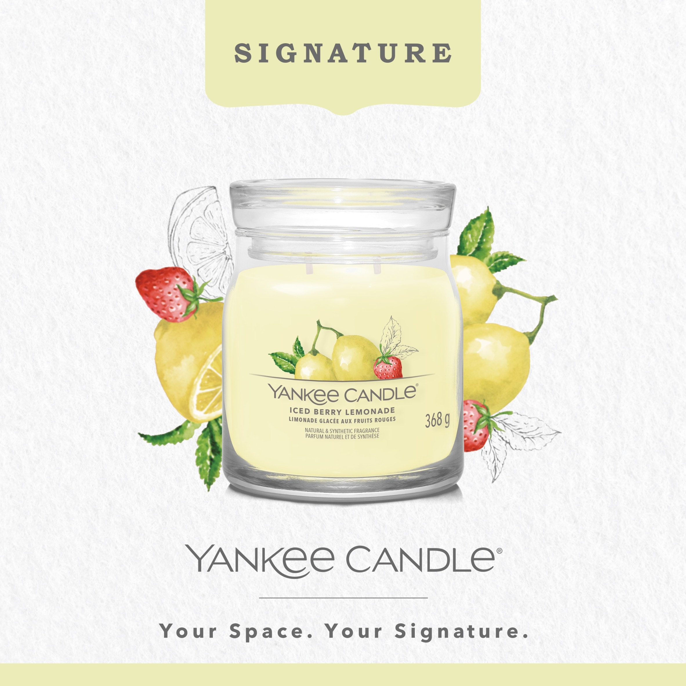 Yankee Candle Signature Iced Berry Lemonade Medium Candle 368g thumbnail 2