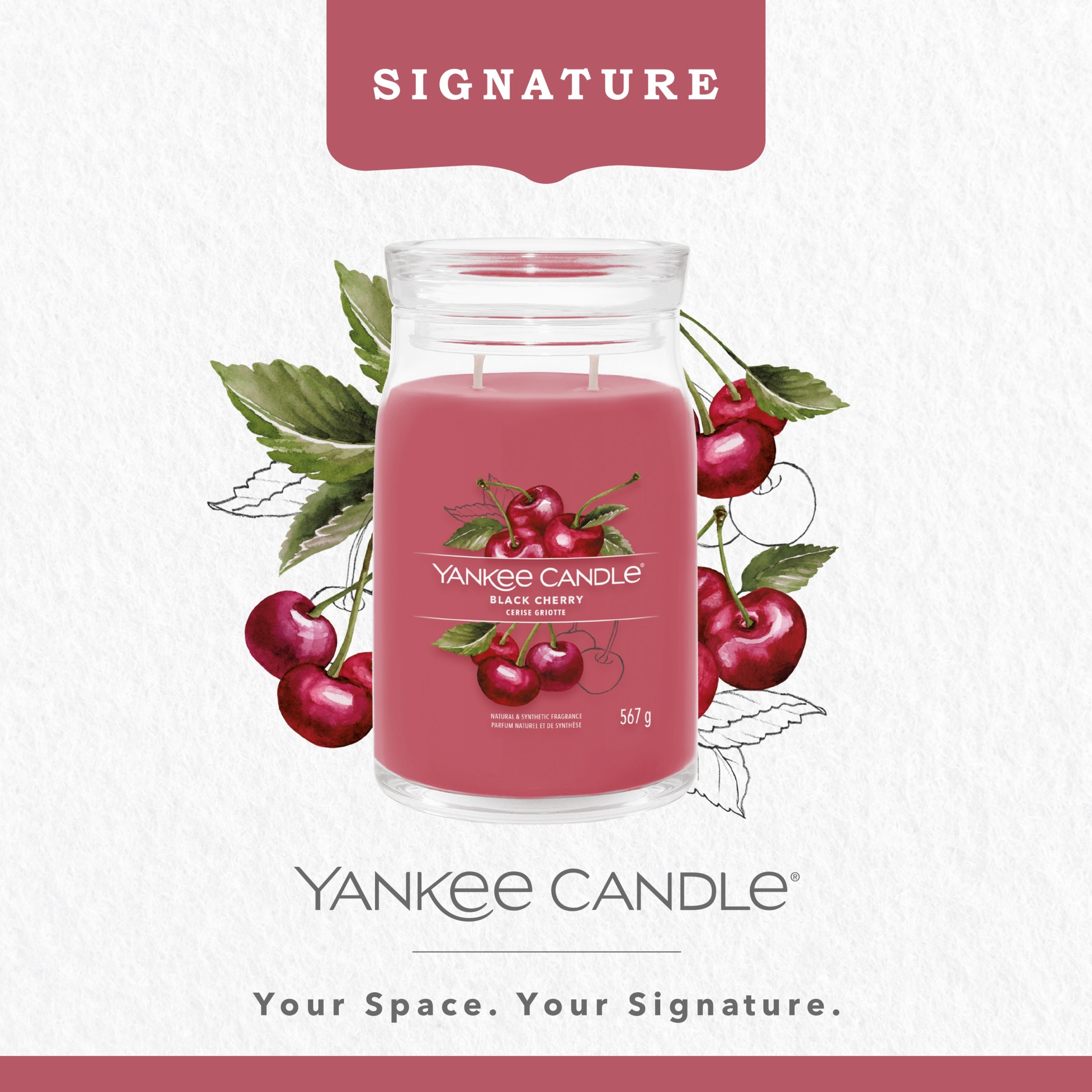 Yankee Candle Signature Black Cherry Large Candle 567g thumbnail 2