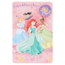 Carlton Birthday Card Granddaughter Disney Princess (Badge)