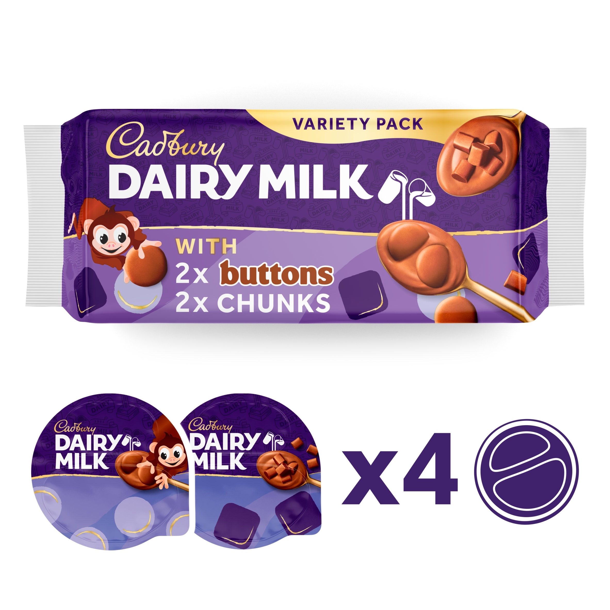 Cadbury Dairy Milk Button & Chunk Desserts 4x75g thumbnail 2